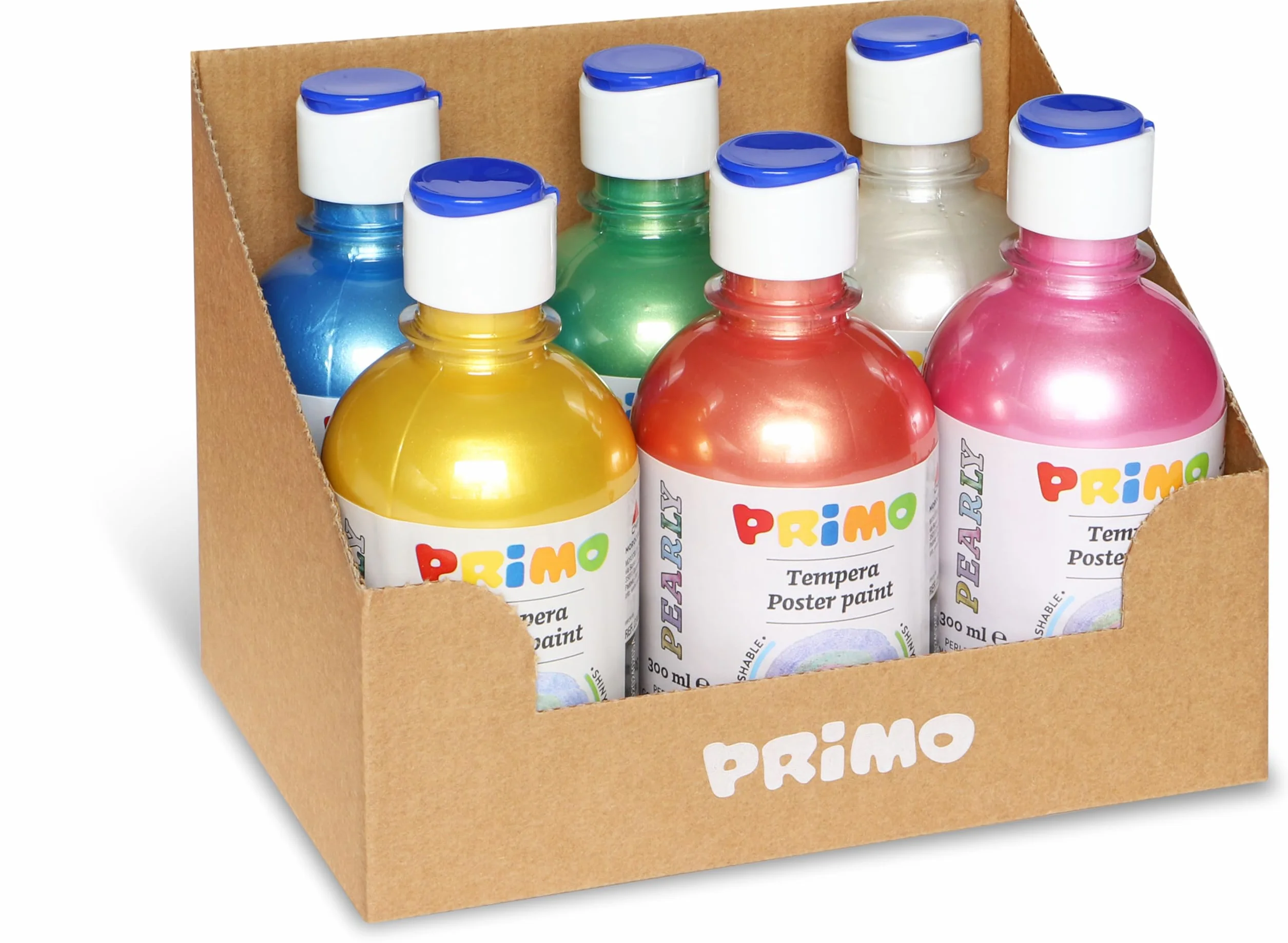 PRIMO - Tempere Lavabili per Bambini +3 Anni e Adulti, Colori per Bambini da 300 ml con Dosatore, Colori a Tempera per Dipingere Carta, Stoffa e Vetro, Pittura, Cartoleria, Lavoretti Creativi e Hobby
