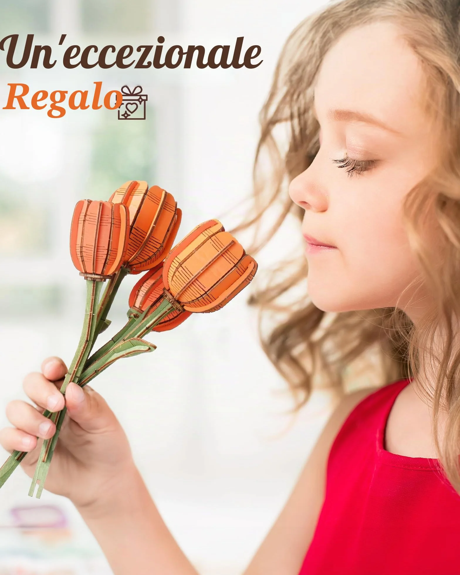 ROWOOD Puzzle in 3D con motivo tulipano, fiore fai da te in legno, kit di modellismo per fiori artificiali, da assemblare, per adulti, splendida decorazione per la casa e regalo per San Valentino