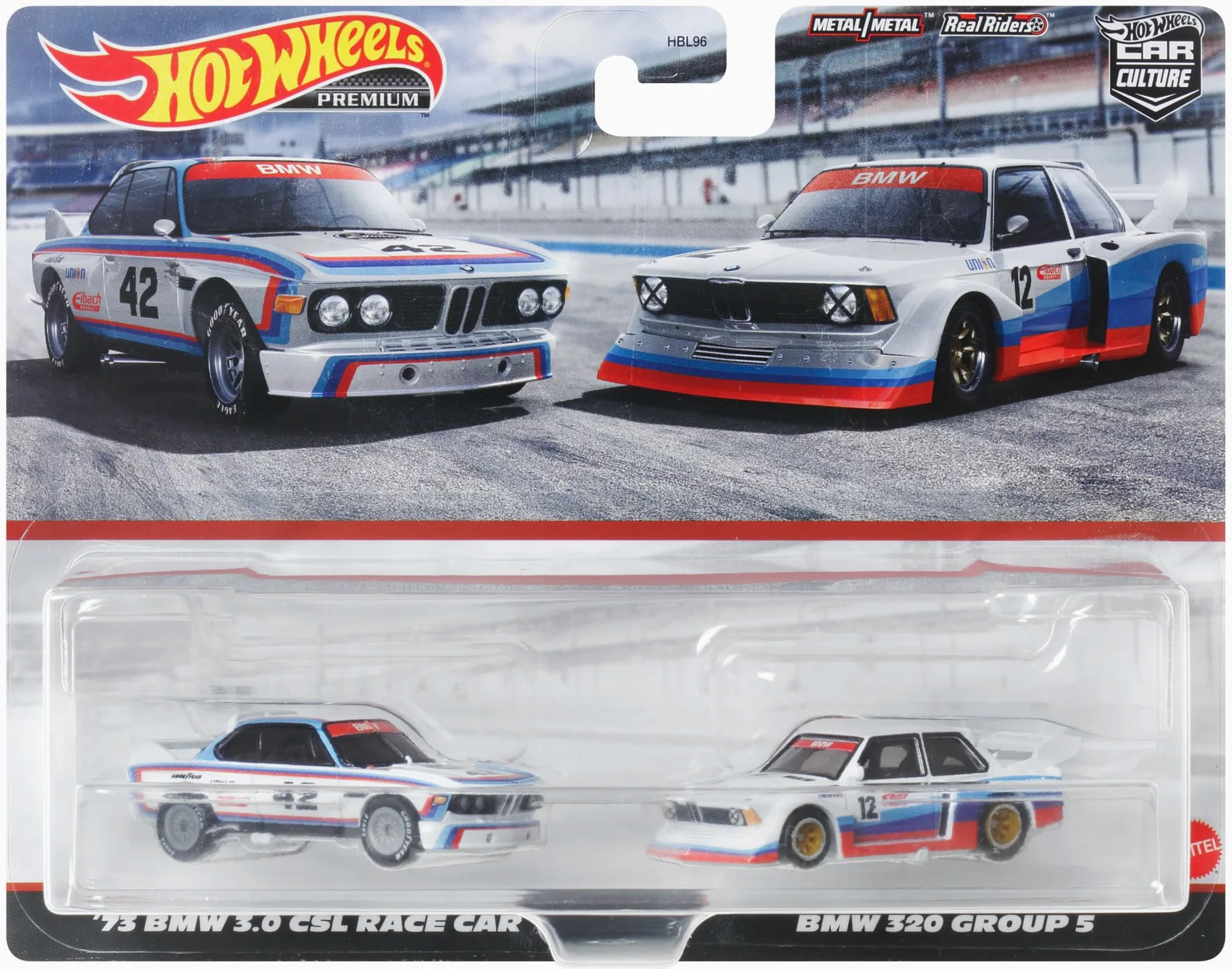 Hot Wheels Premium BMW 320, Car Culture, Set da 2 veicoli da collezione in scala 1:64 con pneumatici Real Riders e telaio in Metallo, per bambini, 3+ anni e fan e collezionisti adulti, HKF55