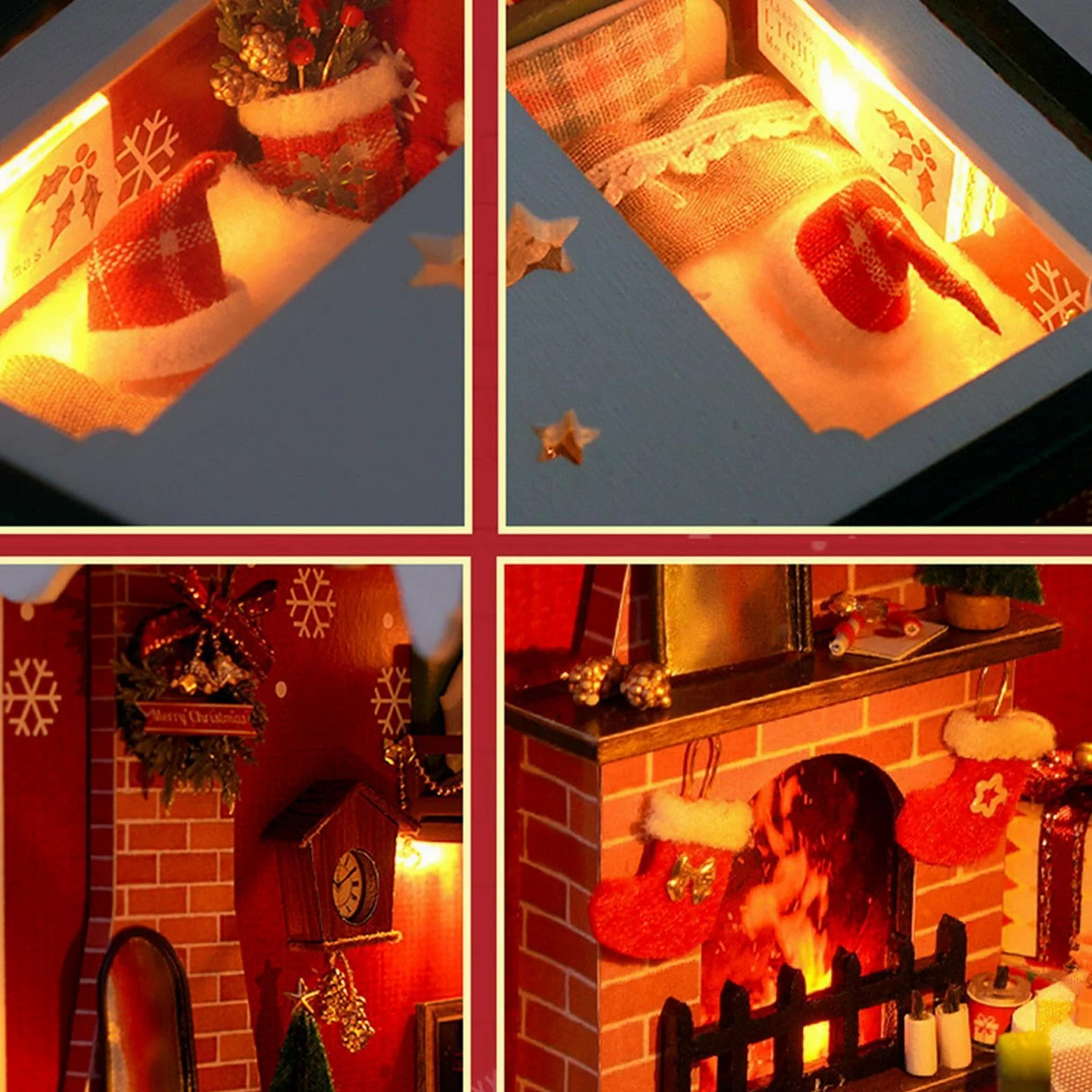 Kit per casa delle bambole in miniatura, decorazione artistica per la casa | Casa di Natale a LED, per compleanno, soggiorno, camera da letto, tavolo, scrivania, cucina, ufficio, bambini