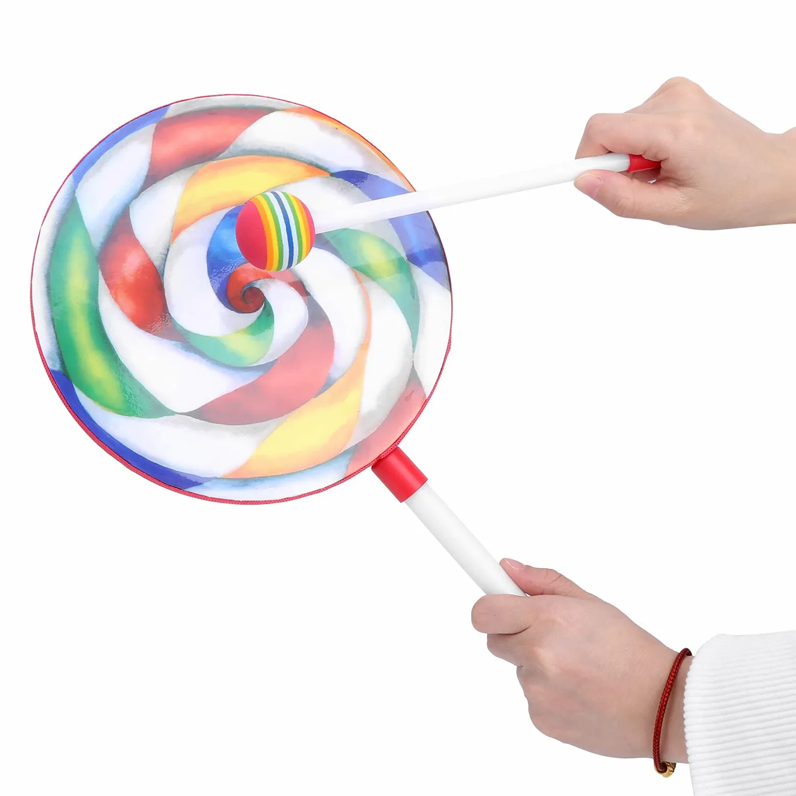 Set Tamburello per Bambini, Tamburi Lecca-lecca Colorati per Divertimento Musicale a Ritmo, Regalo Perfetto per Bambini, 10 Pezzi, Plastica, 8 Pollici