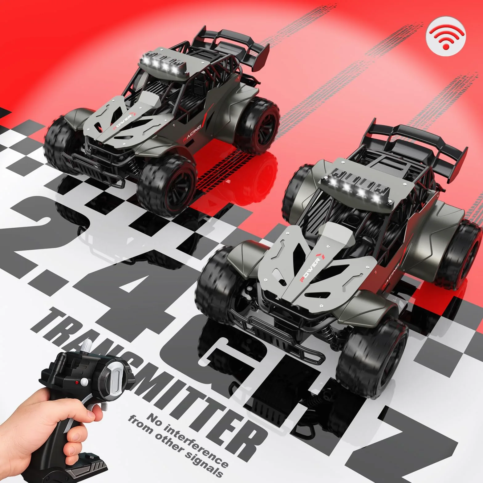 Macchina Telecomandata 2,4GHz Guscio Metallico Auto Telecomandata con Luci Due Batterie di 50 minuti Alta Velocità 20KM / H RC Auto Camion Telecomandato, Regalo Compleanno Natale