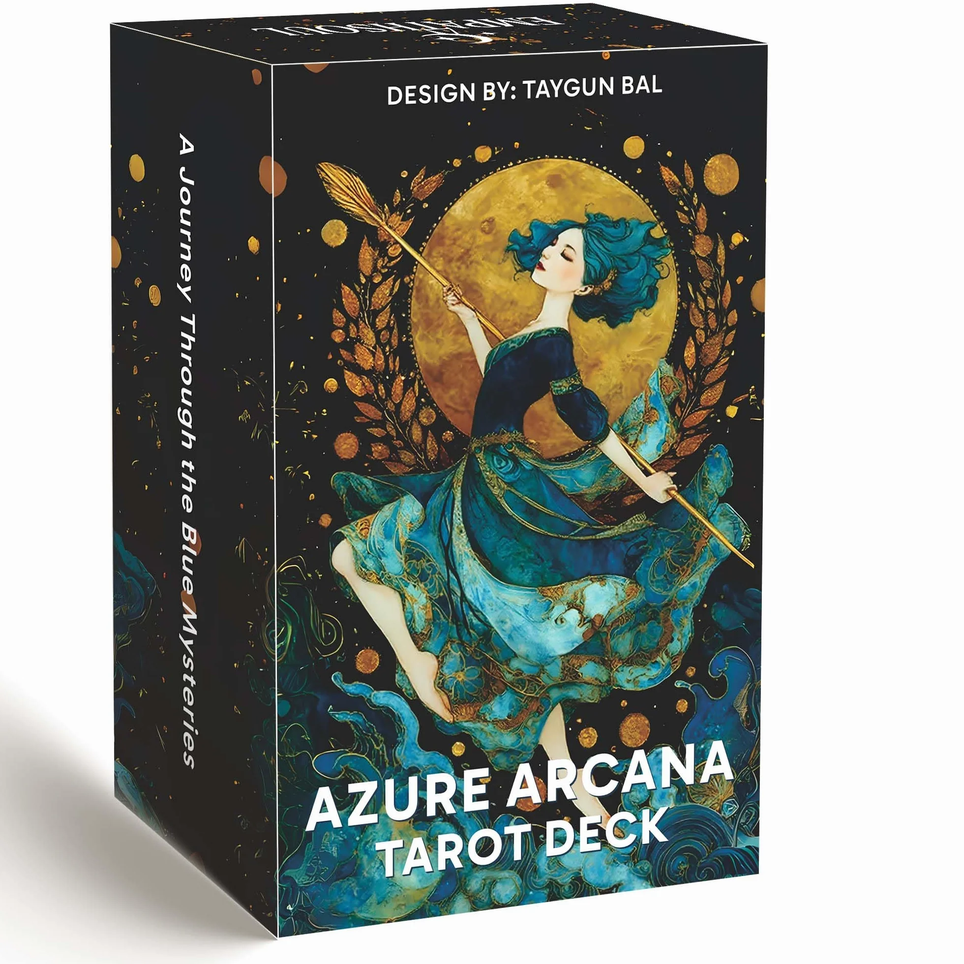 Mazzo di tarocchi Azure Arcana, 78 carte dei tarocchi con guida generale, carte dei tarocchi artistiche blu e oro fantasy per principianti, strumento di divinazione per la lettura della stregoneria