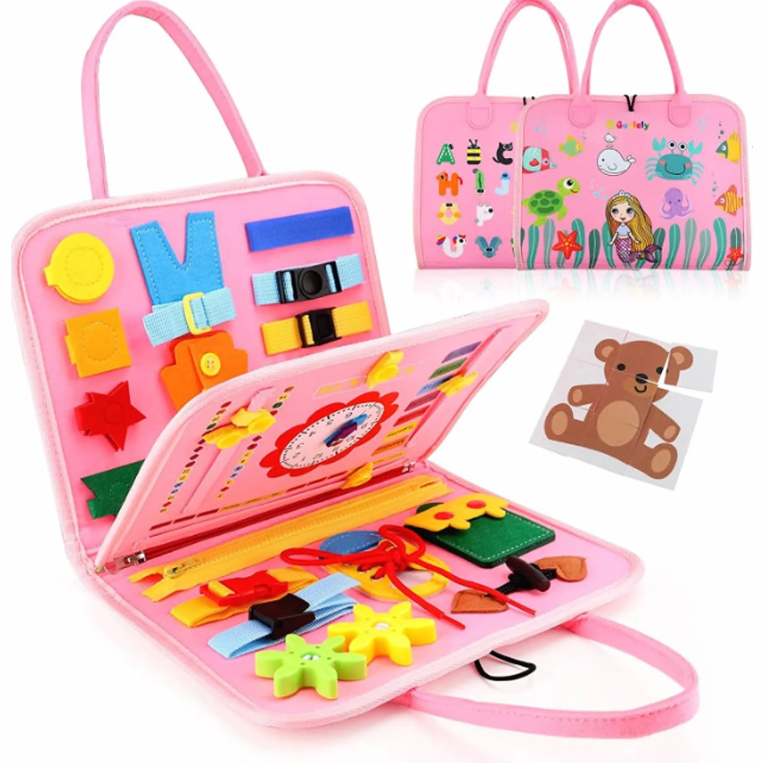 Tibatoes Montessori Busy Board, tablica manipulacyjna dla małych dzieci, do podróży samochodem