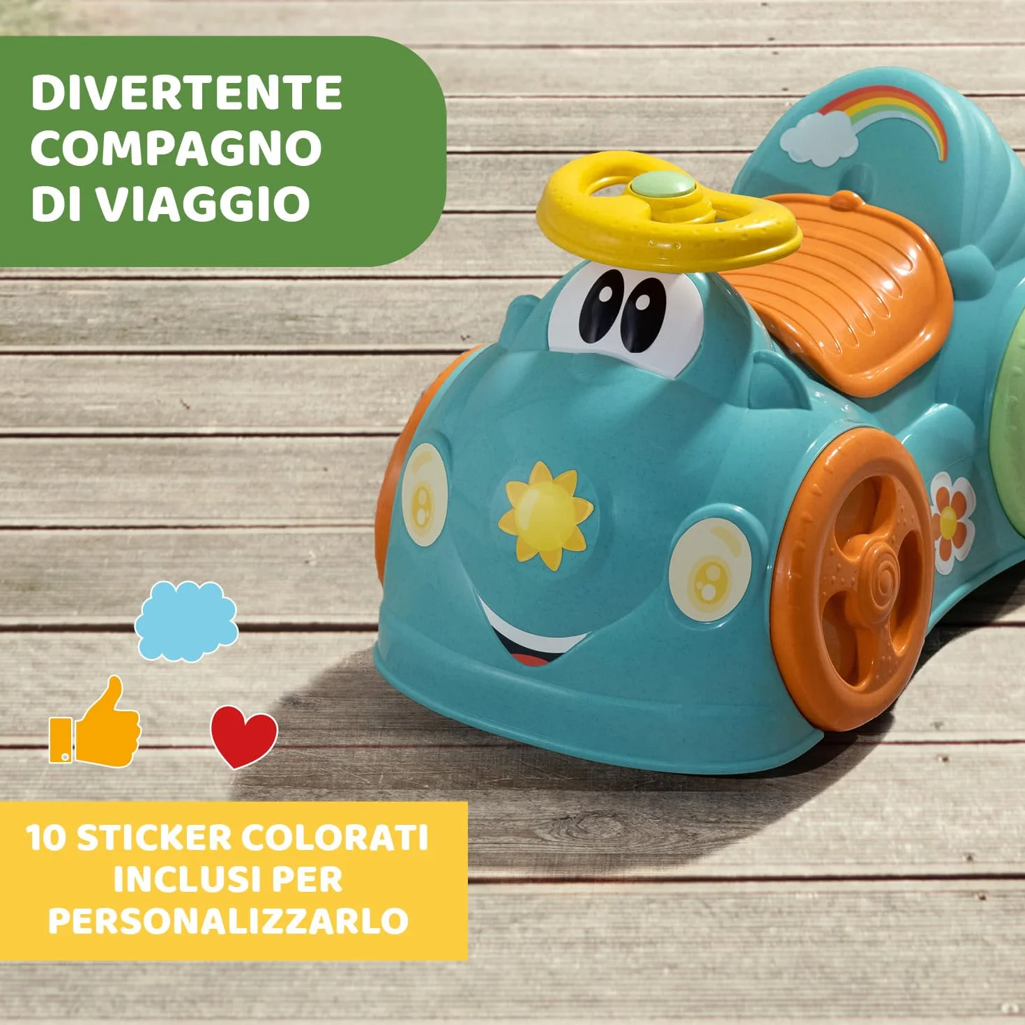 Chicco All Around Eco+ Acquamarina Macchina Cavalcabile per Bambini Plastica