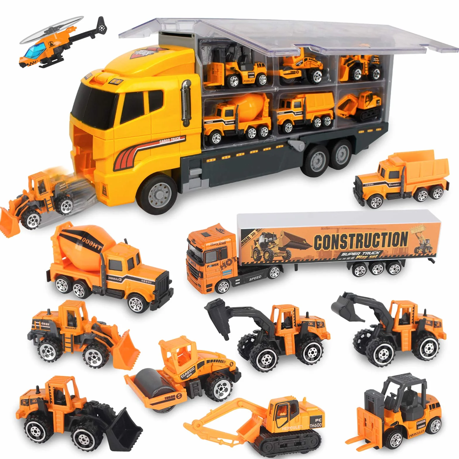 Camion Giocattolo per Bambini, Macchinine per bambini Set di Giocattoli Costruzione per Veicoli da Costruzione 2 3 4 5 anni