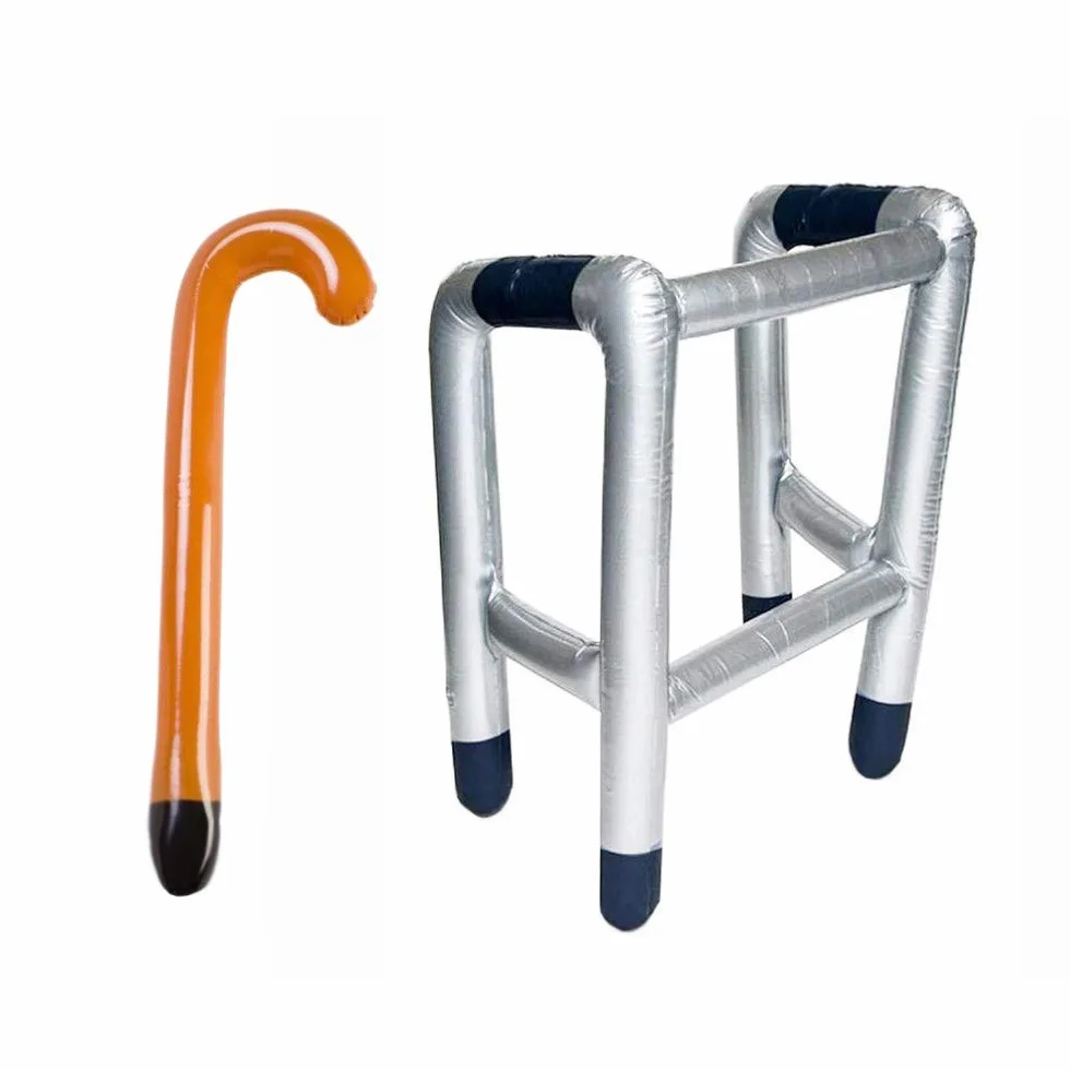 JZK Giocattolo deambulatore e bastone per anziani gonfiabile, regalo divertente scherzo compleanno 50 60 70 80 90 anni festa pensionamento gadget