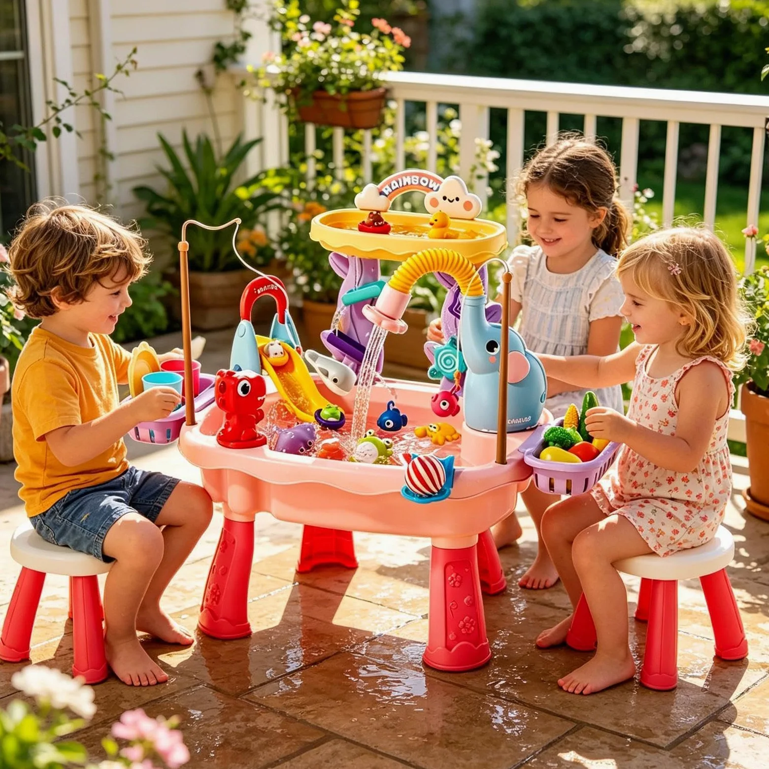 Tavolo Acqua - Giocattoli Da Con Pompa Elettrica | Giocattolo Cucina,Per Bambini Età Prescolare Giardino Terrazza Spiaggia Campeggio Asilo Casa Bagno Sala Giochi Vacanza Compleanno