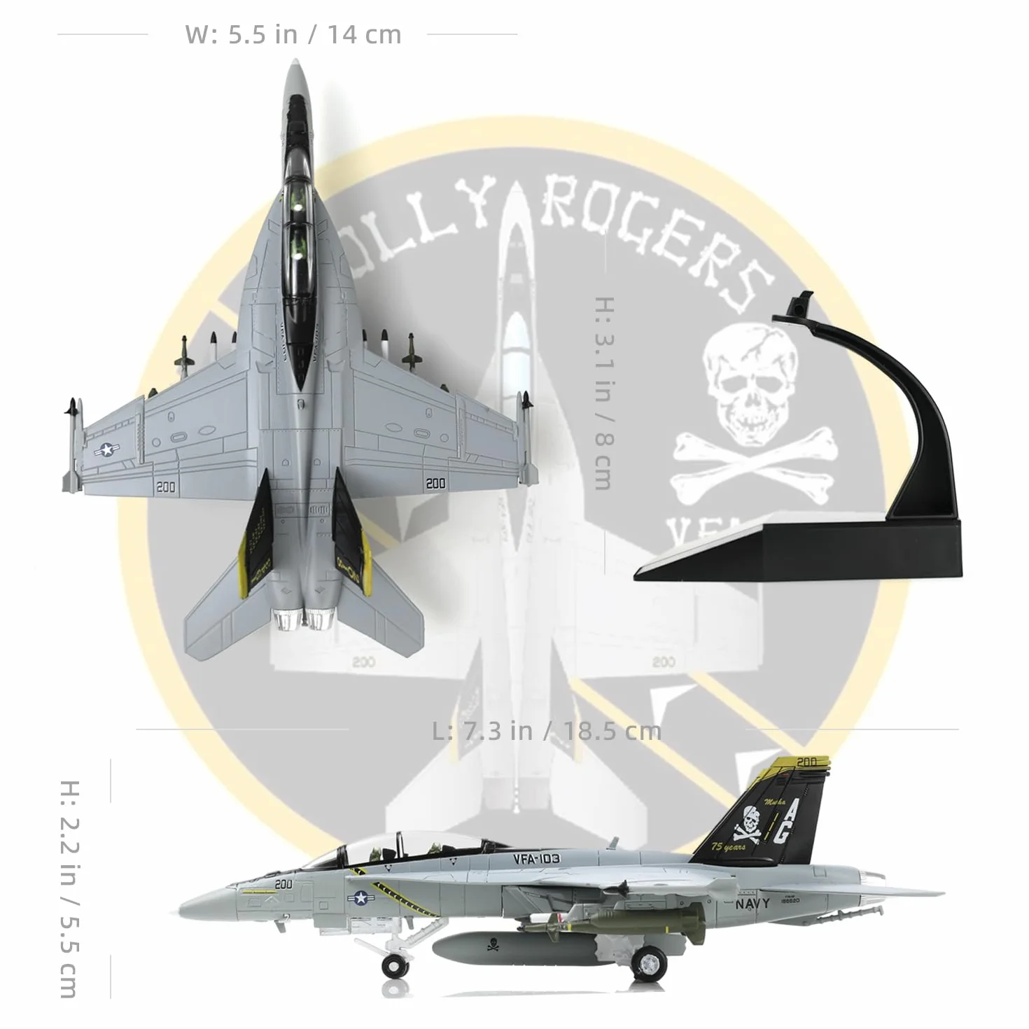 NUOTIE F/A-18 Super Hornet 1/100 VFA-103 Jolly Roger Modello da Caccia in Metallo Pressofuso