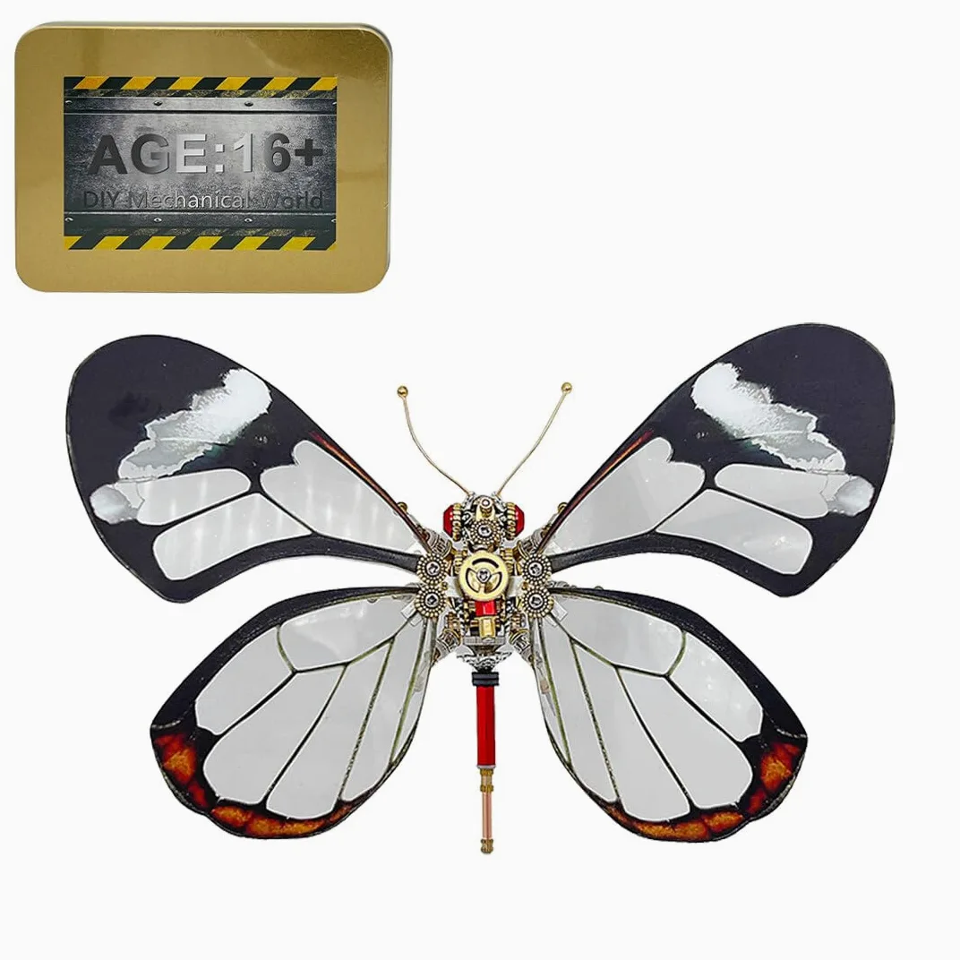 Modello di puzzle 3D a forma di farfalla, in metallo, steampunk, meccanico, Greta Oto, fai da te, kit di puzzle per adolescenti e adulti (150 pezzi)