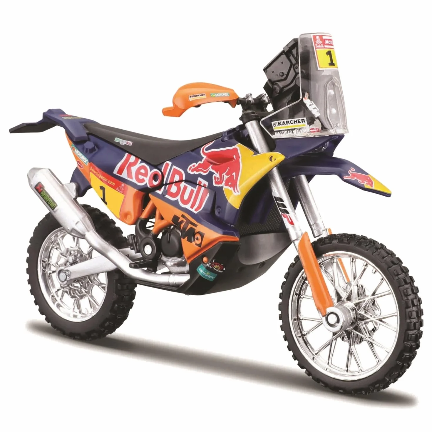 Bburago B18-51086 Bull 1:18 WRB Cycle-KTM 450 Rally Factory Edition 2019 (Pilota: Prezzo Toby), Arancione