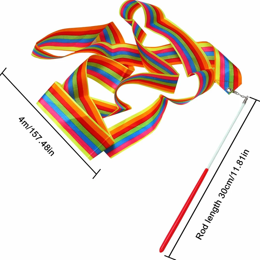 2 Pezzi Nastri di Ballo, Nastro da Ginnastica, 4m Nastri da Ballo, Nastro da Ballo, Nastro Ginnastica Ritmica, Dance Ribbons, Nastro per Ginnastica Ritmica, Ginnastica Ritmica Bacchetta
