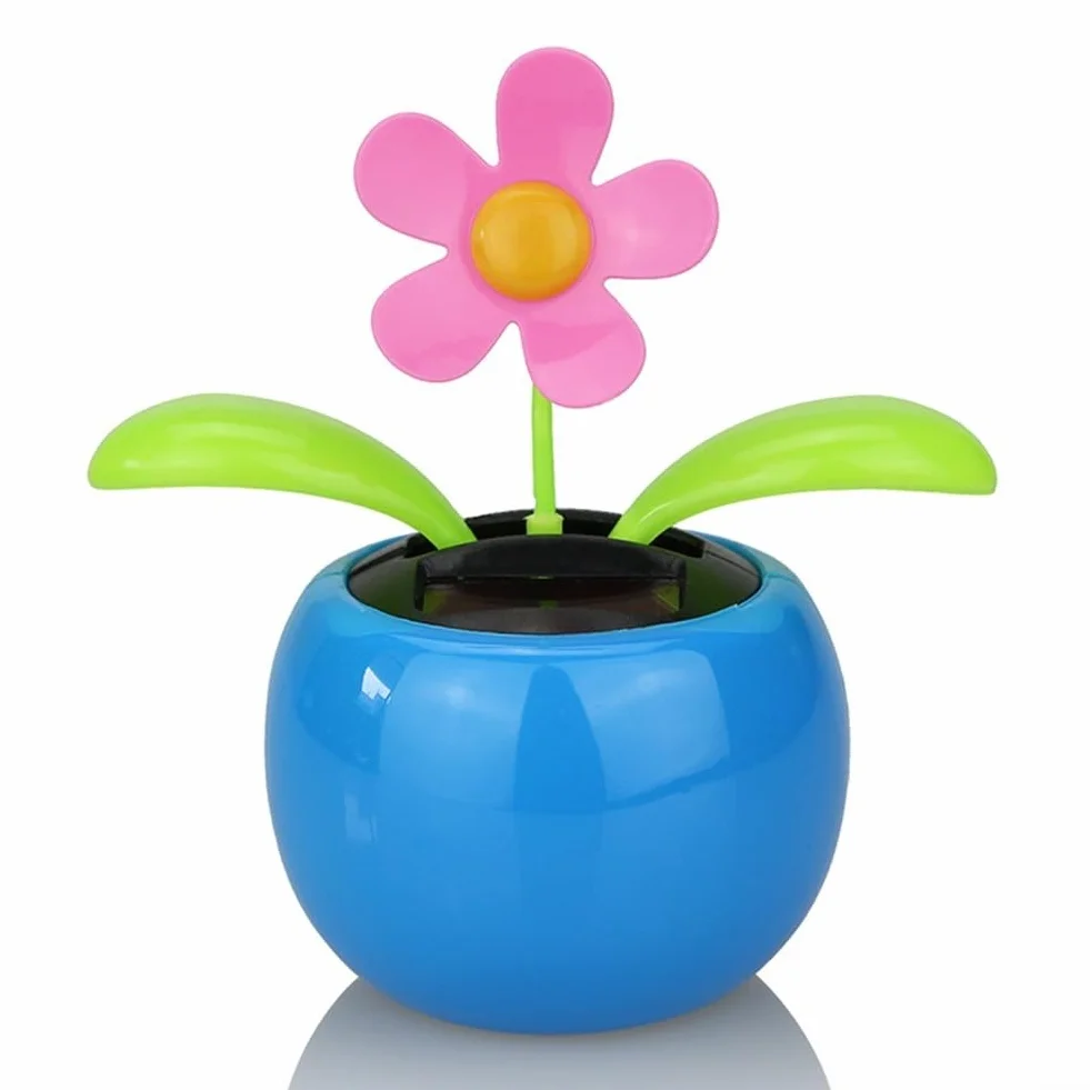 Giocattolo solare fiore danzante automatico vibrante decorazione casa giardino blu