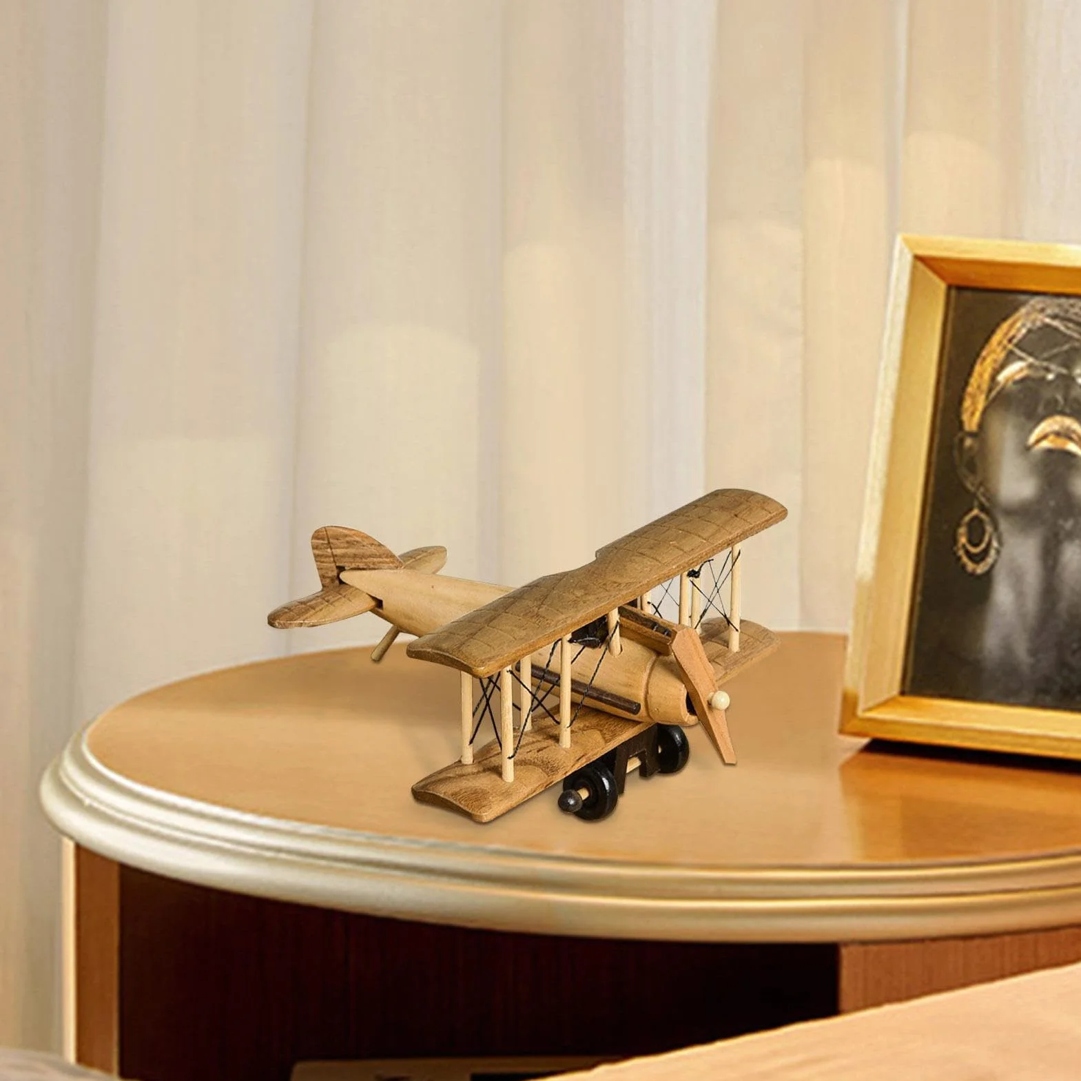 Aeromodello in Legno Teksome, Modello Artigianale di Aereo Vintage da Tavolo, Regalo di Compleanno per Bambini