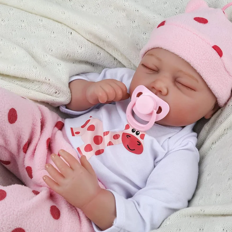 Bambola Realistica, 22 Pollici Bambole Reborn Bambola Morbida In Silicone E Vinile 55 Cm Reborn Femmina Con Accessori, Neonato Bambola Occhi Chiusi Giocattolo Per Bambine 3+ Anni