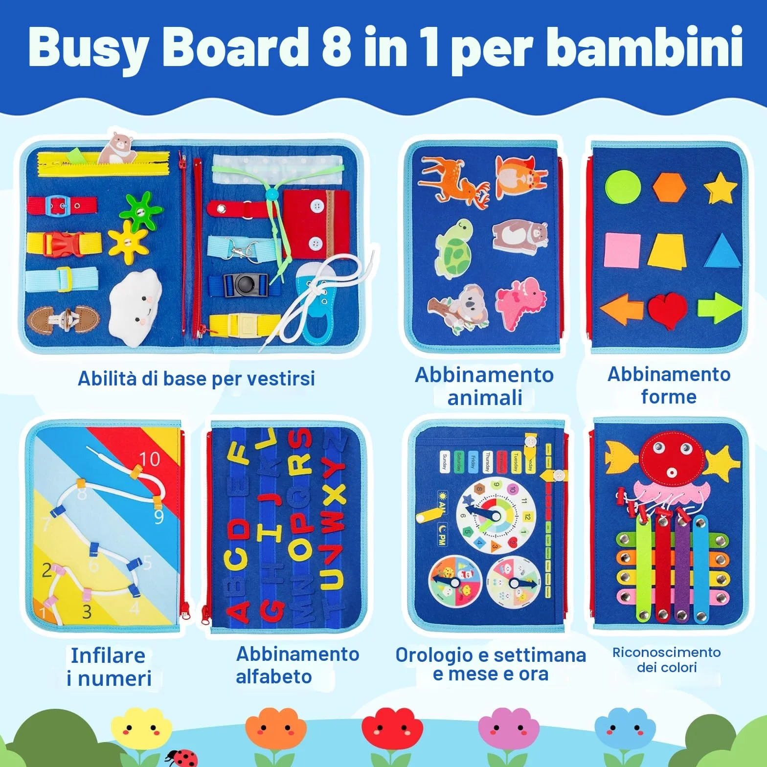 Busy Board Montessori Pannello Sensoriale Giochi Educativi 2 3 4 5 Anni