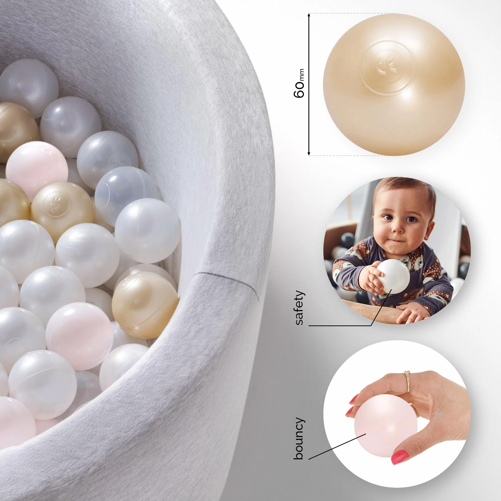 MISIOO Palline da bagno per palloni – Palline da bagno – Palline Ø 6 cm – Palline di plastica realizzate in 100% LDPE – un colore