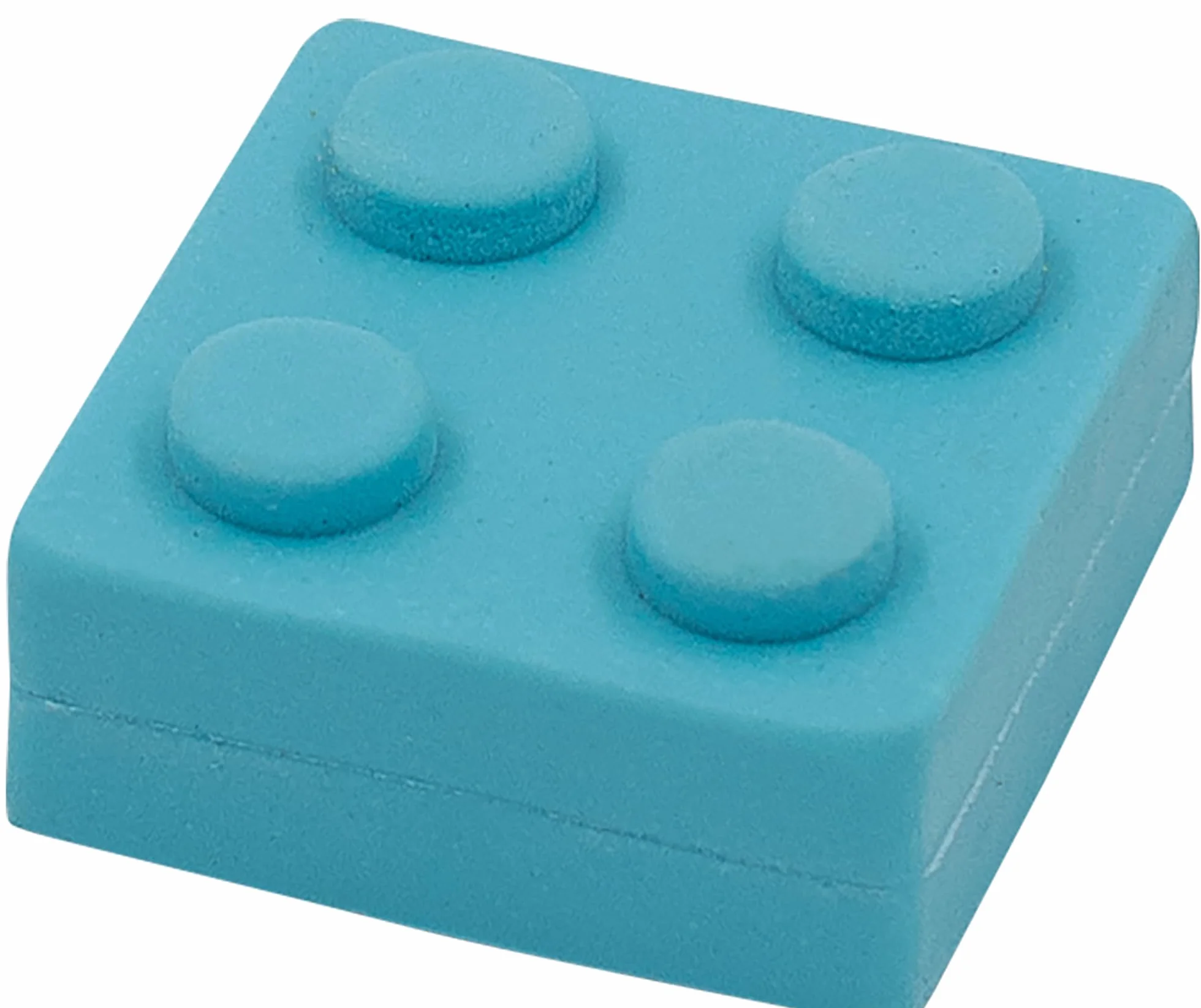 WEDO Bricky - Set di 4 gomme da cancellare a forma di mattoncini (rosso, blu, giallo, verde), plastica, senza PVC, ftalati e lattice, circa 2,5 x 2,5 x 1,3 cm