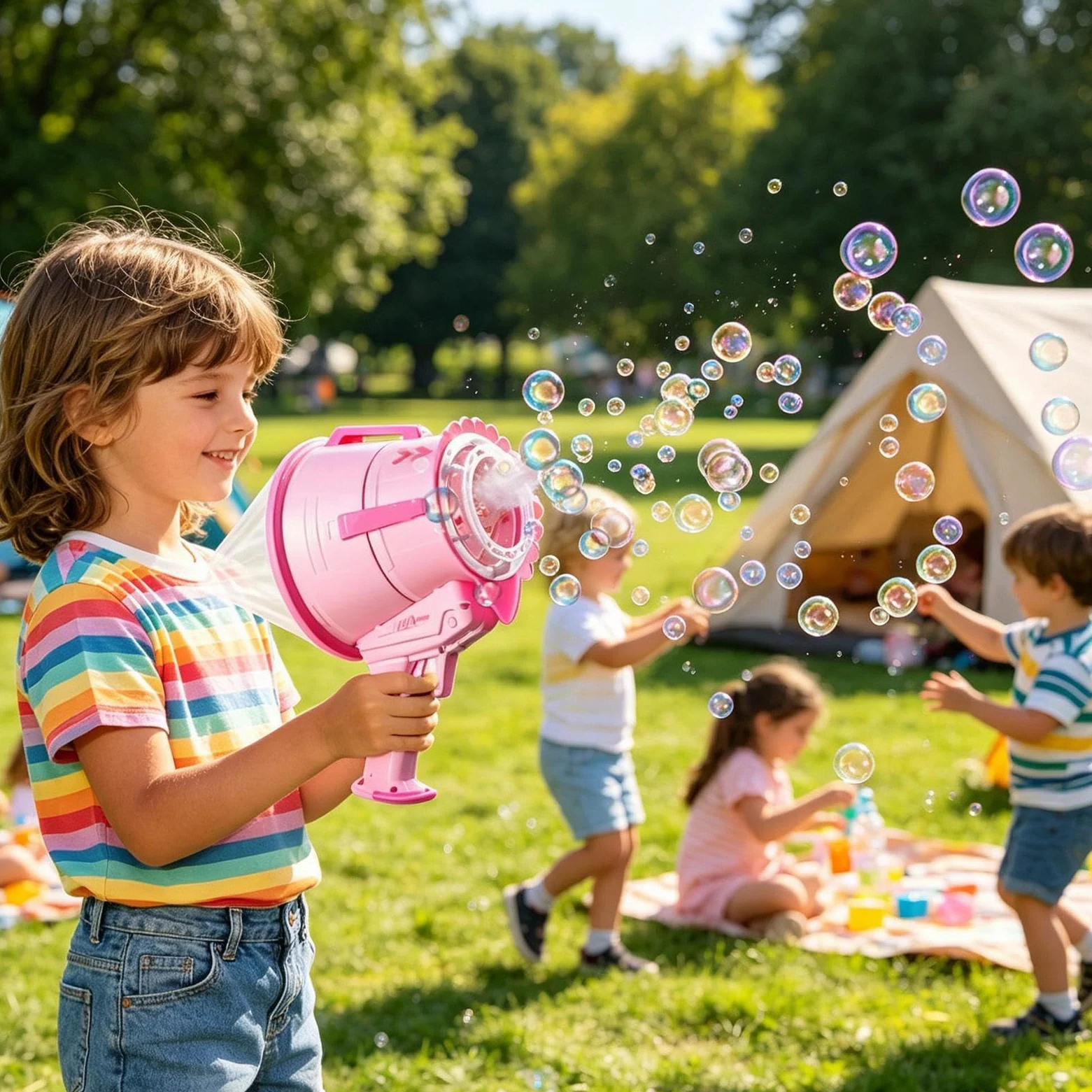 Macchina Bolle Giocattolo Da Esterno Estivo | Bolle Portatile Per Bambini E Bambine Asilo Feste Vacanze Giardino Cortile Picnic Spiaggia Estivi Giochi