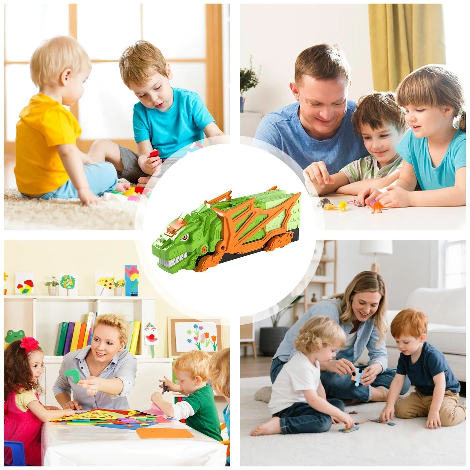 Pista Dinosauri Macchinine Da Corsa Giocattoli Veicoli Playset Interattivo | Pista Da Corsa Dinosauri Giocattolo Per Casa Viaggi Esterno Scuola Materna Asilo Interno Giardino