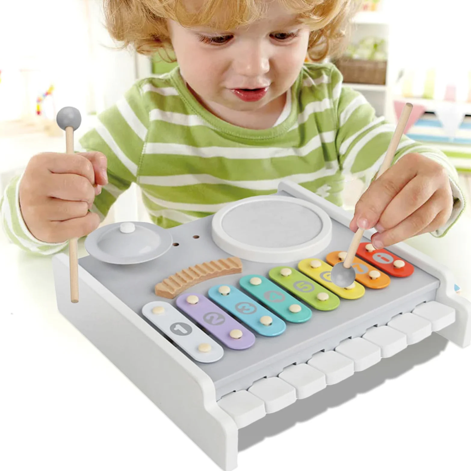Baby,Multifunzionale In Legno Divertente - Set di Tamburi per e Strumento Musicale - Per Casa Asilo Scuola Materna Aula Compleanno Natale Ragazzi Ragazze