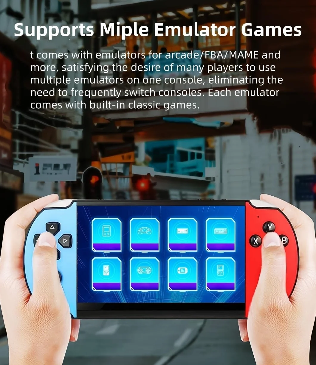 5,1 Pollici Console di Gioco Portatile Più Simulatori Retrò Video/Musica/E-book/Output TV Game Elettronico per il Tempo Libero Interno/Esterno/Viaggio Regalo di Compleanno/Vacanza