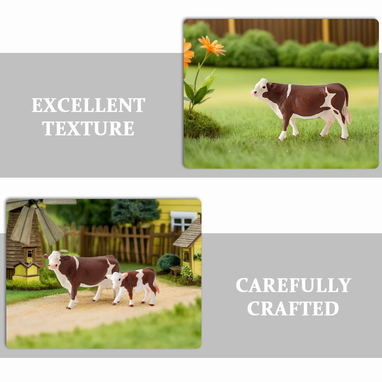 Set 4 Modelli Animali da Fattoria in Pvc, Giocattoli Educativi Mucche Simulazione, Stimolano Immaginazione e Competenze Cognitive per Ragazzo Ragazza