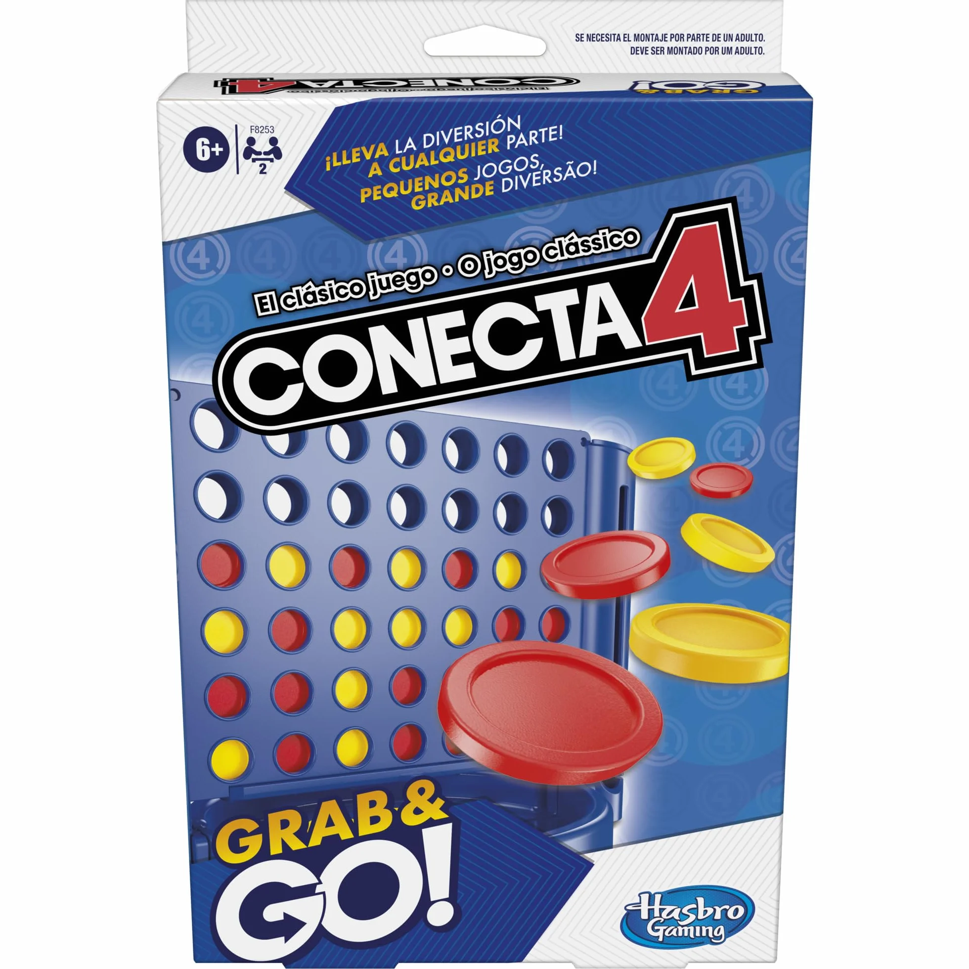 Hasbro Gaming Connetti 4 Grab and Go - Gioco portatile per 2 giocatori - Gioco classico per bambini per viaggi, giochi in famiglia e con gli amici,