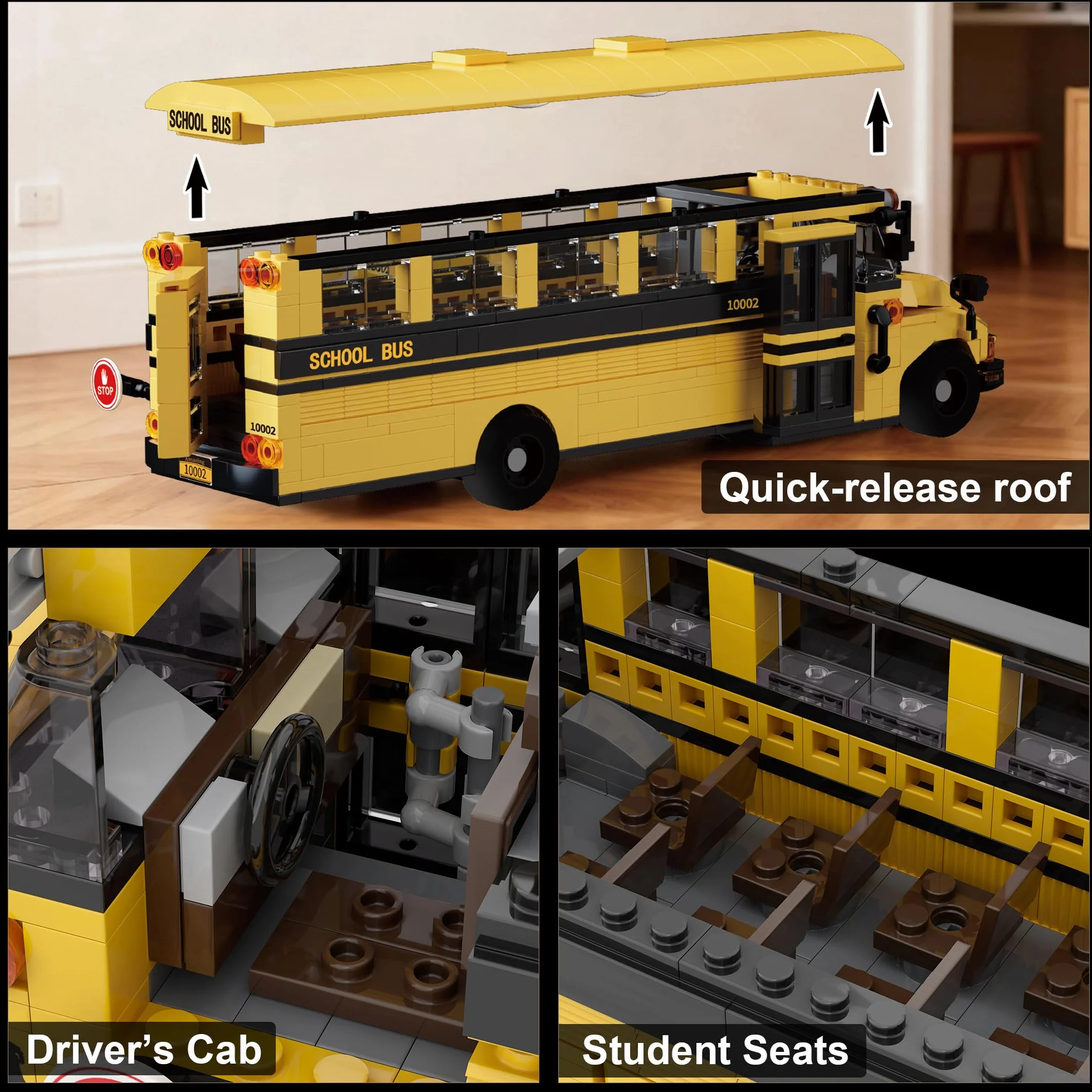 Mavo brix Set di Costruzioni Autobus Scolastico, Modello Educativo STEM, Compatibile con Lego, Autobus Giallo per il Trasporto Scolastico, Regalo per Adulti e Ragazzi 14+, 788 Pezzi