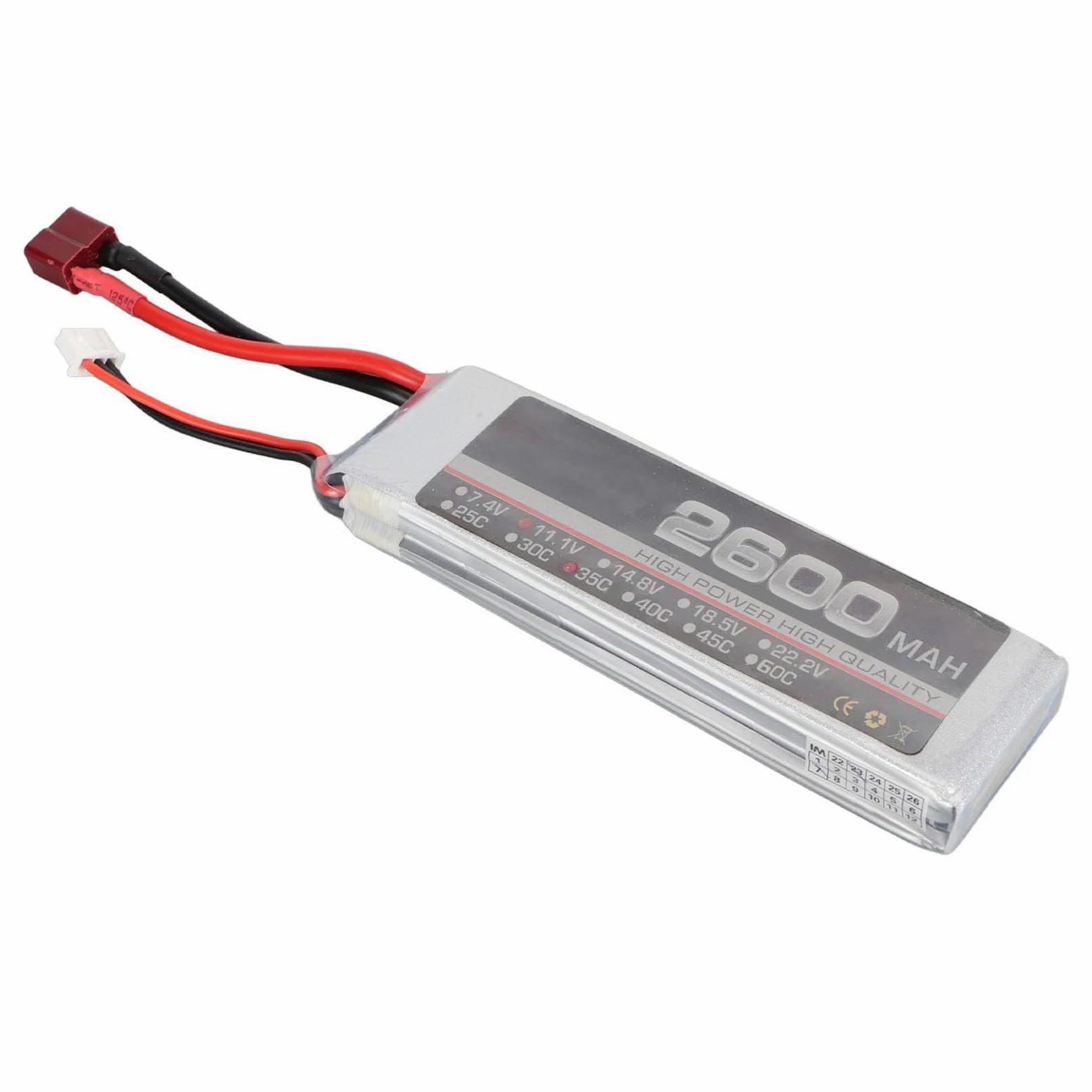 11.1V 35C 2600mAh 3S RC Lipo Batteria, per FPV Racing Drone Quadcopter Elicottero Aereo RC Boat RC Modelli (T Plug)