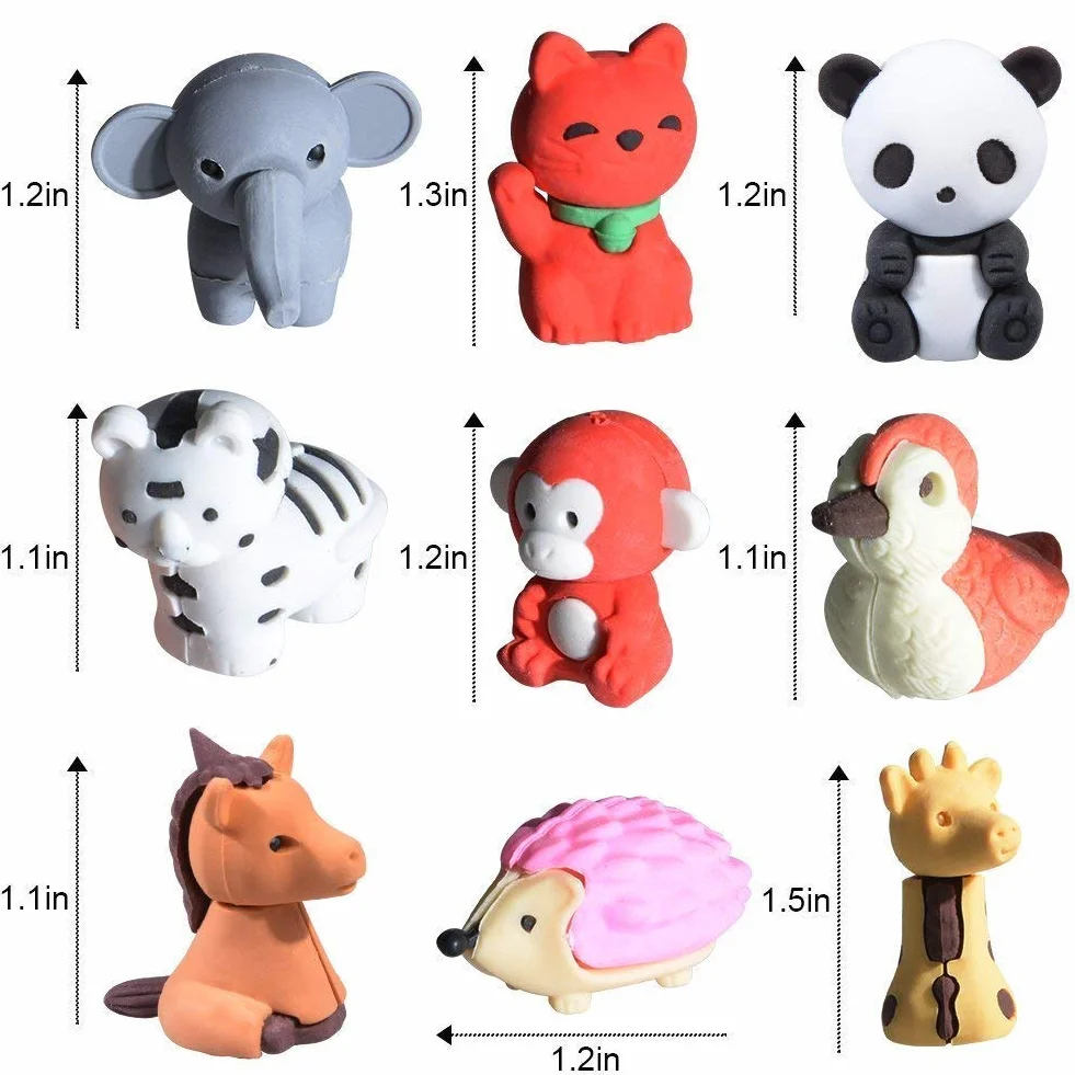 Set da 30 pezzi, collezione di adorabili gomme per matita a forma di animali dello zoo, regalo per bambini e per San Valentino
