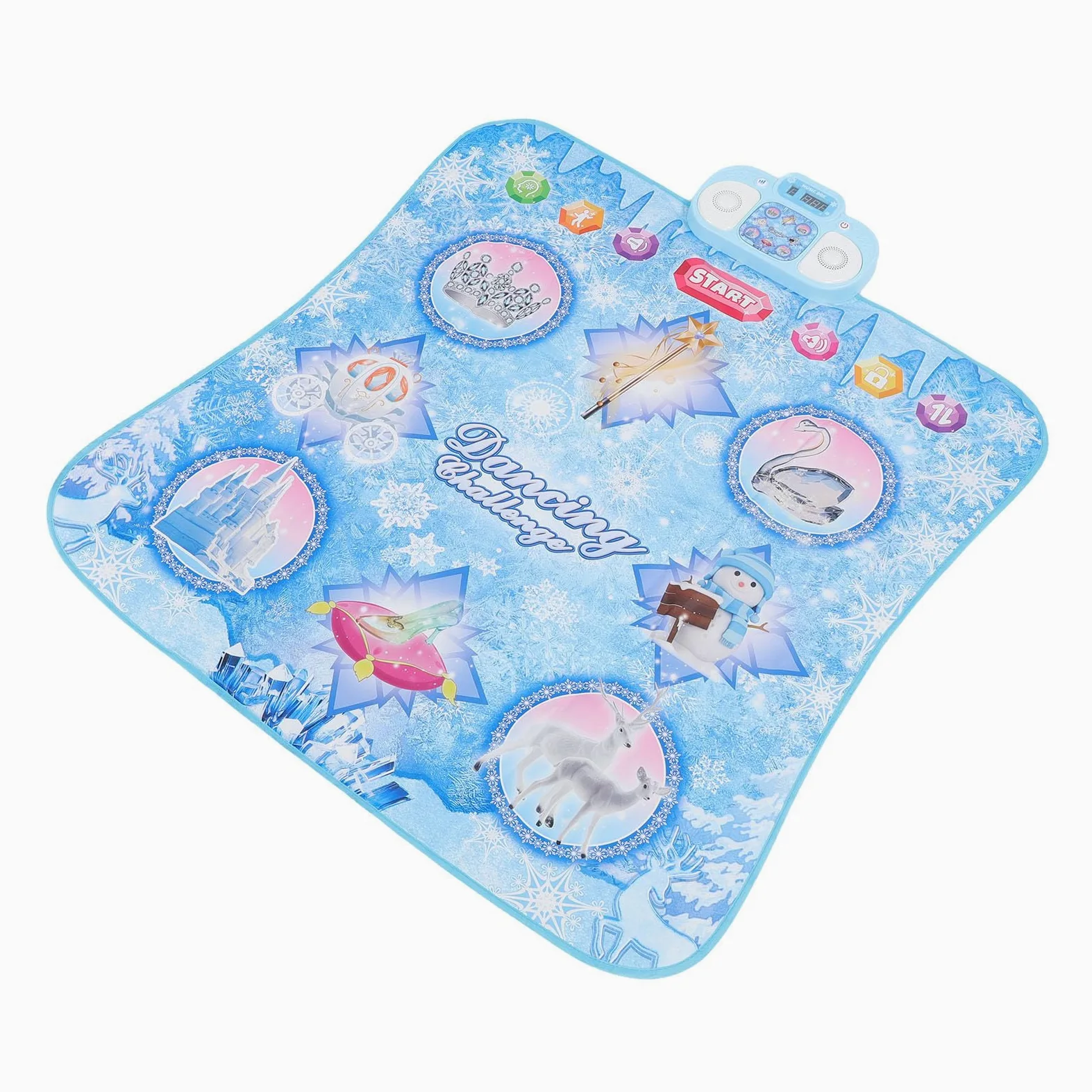 Tappetino da danza interattivo per la sfide musicale, tappeto da gioco in tessuto ABS e PE, 89,9 x 86,9 cm