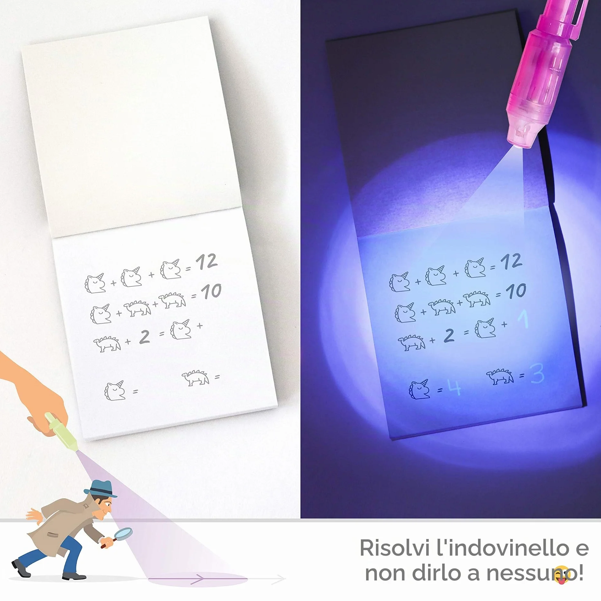 BONNYCO Penna Invisibile e Taccuino 32 Pezzi Gadget Compleanno Bambini Penna Spia Scuola Bomboniere