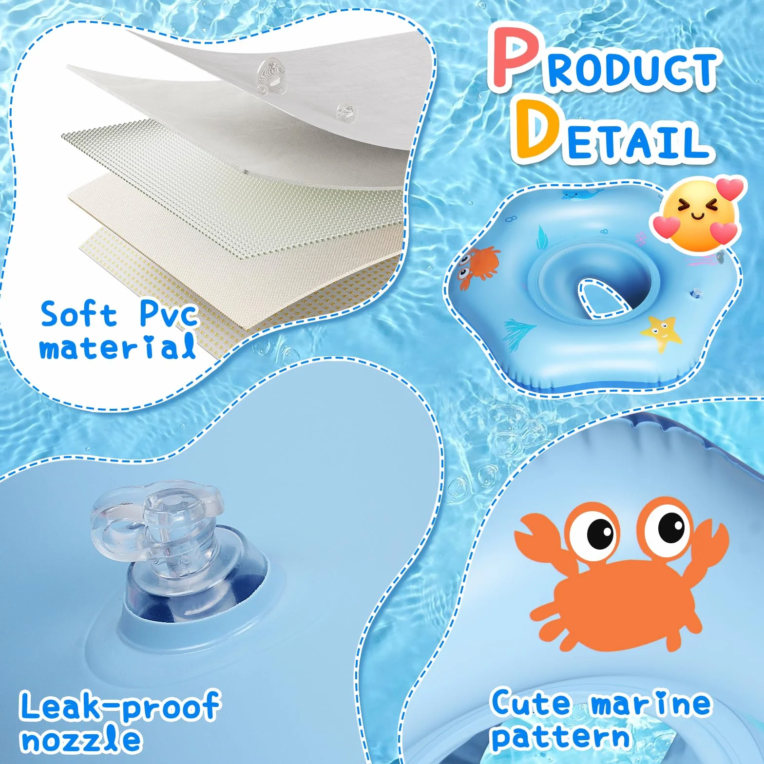 Salvagente per Bambini Gonfiabile con Sedile Materiale in PVC Salvagente per neonato da 12 Mesi a 36 Mesi Ottimo per Seggiolino per Bagnetto, Piscina