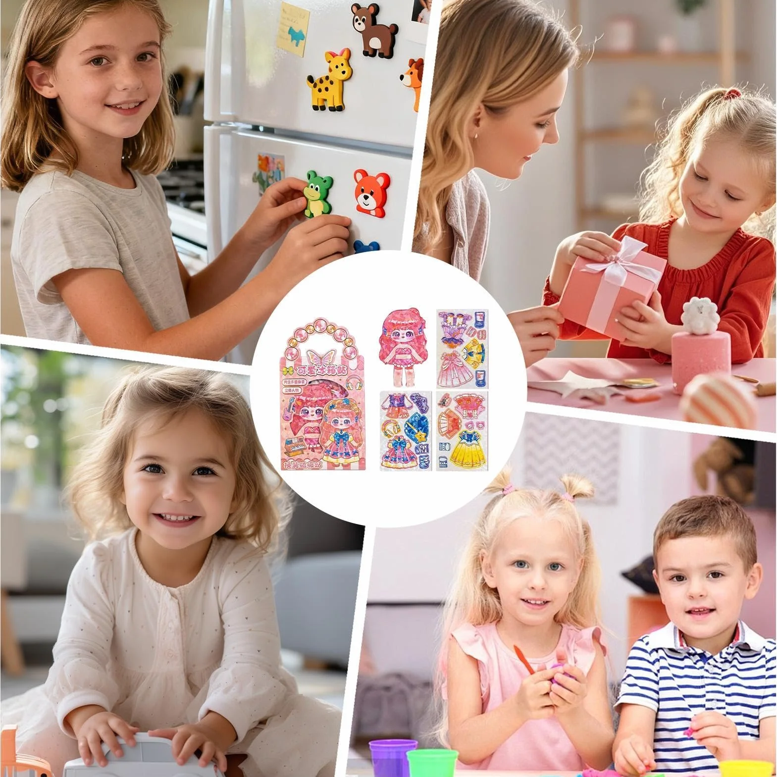 Generico Bambola Magnetica da Vestire - Giocattolo Magnete Frigo in Carta Vestiti Mix Match | Bambola di Carta Stile Anime per Bambini, Ragazze | Regalo Compleanno Gioco di Ruolo Creativo