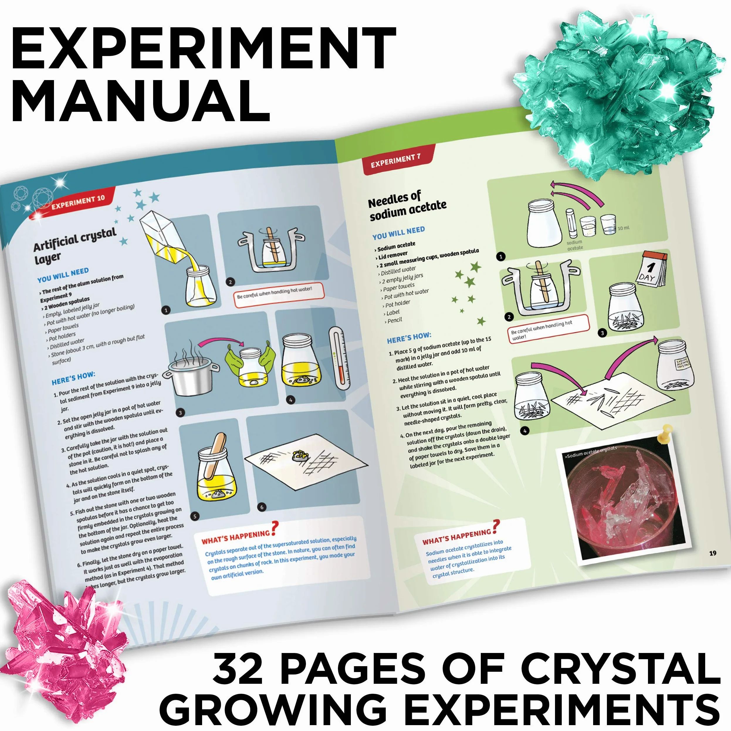 Thames & Kosmos Crystal Growing | Kit per esperimenti STEM | Coltiva dozzine di cristalli scintillanti e colorati! | Scopri la cristallizzazione e conduci esperimenti scientifici classici | Crea geodi
