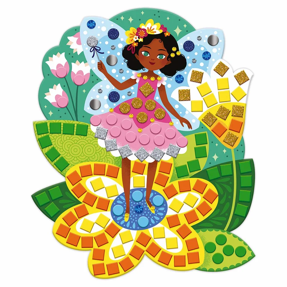 Janod - Cofanetto Mosaici Principesse e Fate - Les Ateliers du Calme - Kit Creativo per Il Tempo Libero dei Bambini - Sviluppo della Motricità Fine e della Concentrazione - Dall'Età di 5 Anni, J07962