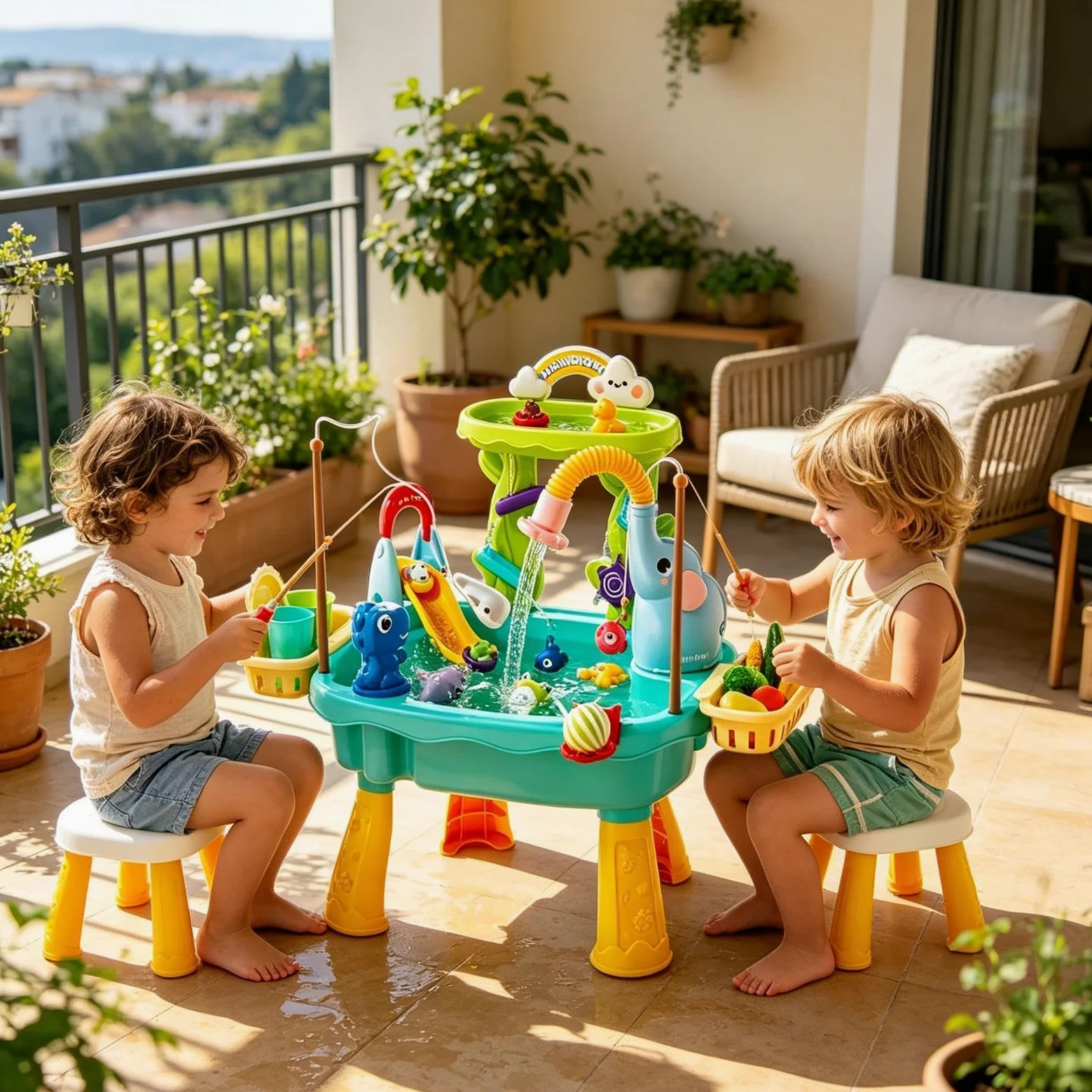 Tavolo Acqua Giocattoli Da Pesca Con Pompa Elettrica | D'Acqua Estivo per Bambini e Bambine Piccoli Patio Spiaggia Campeggio Asilo Casa Bagno Sala Giochi Vacanza Compleanno