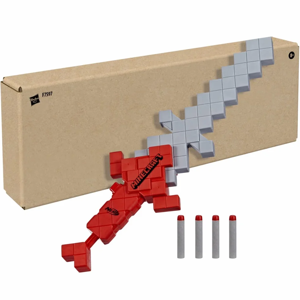 Nerf Minecraft - Spada Heartstealer, 4 dardi Nerf Elite in gommapiuma, lama in gommapiuma, blaster