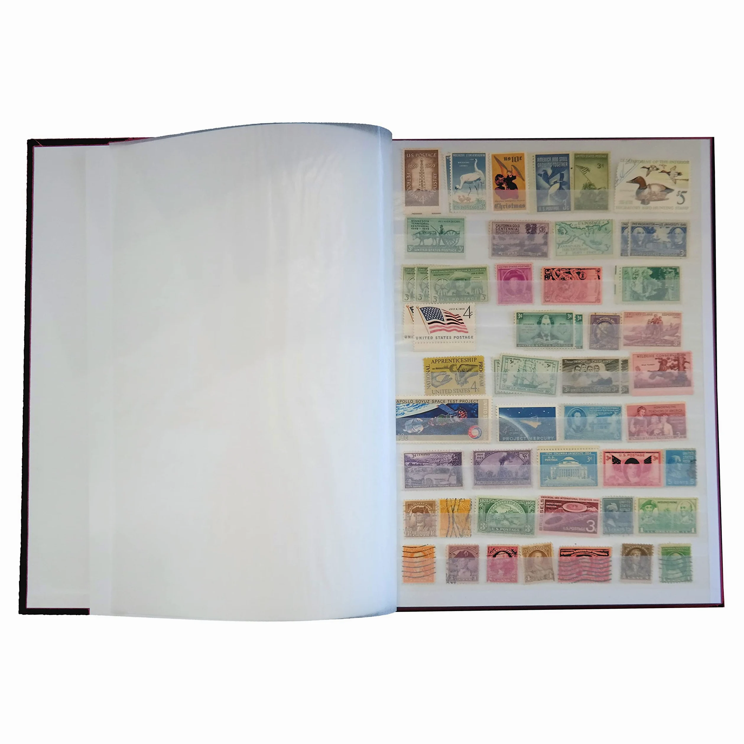Supersafe Album per francobolli con 32 pagine bianche e interfoglie di vetro, copertina nera W 4/16