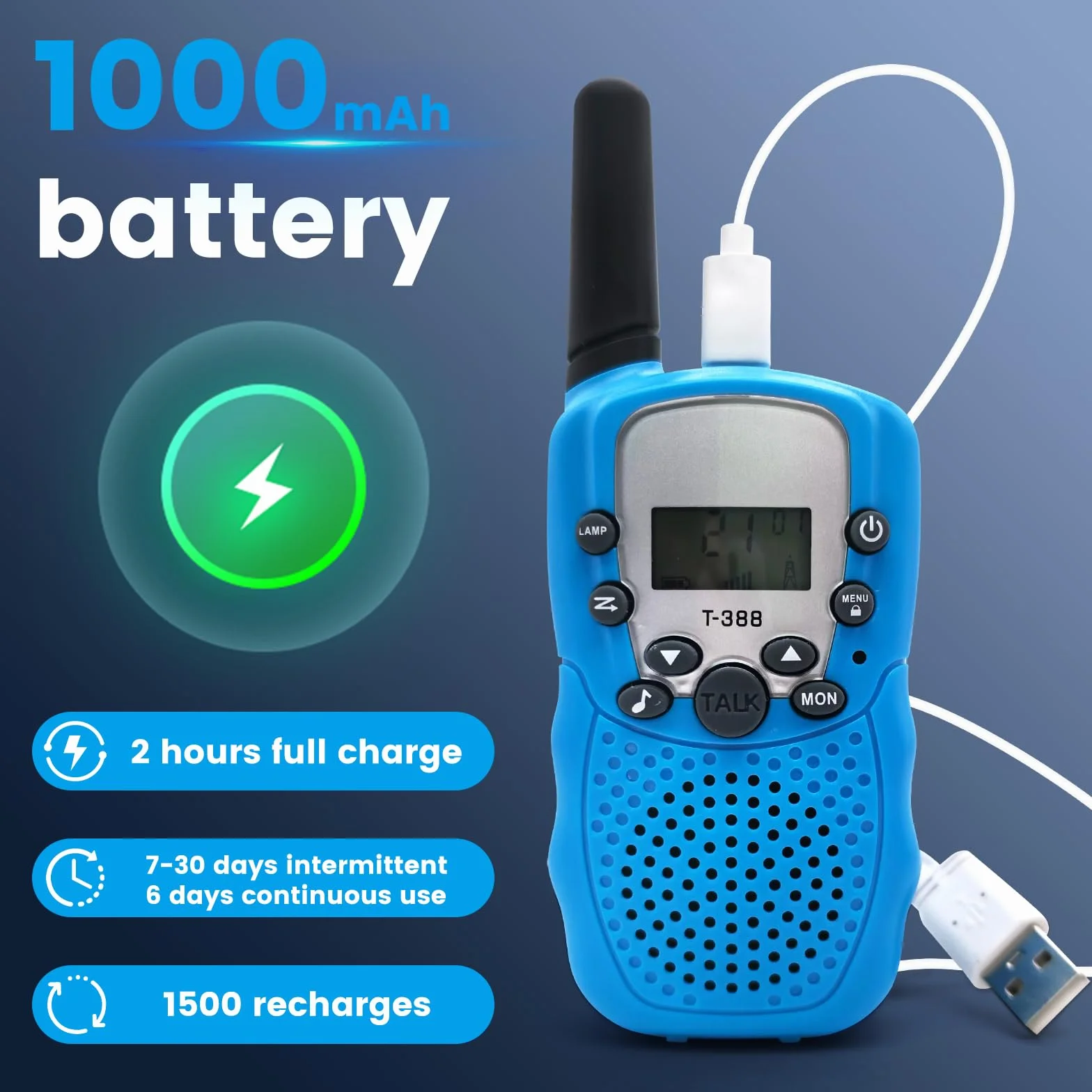 Walkie Talkie per Bambini Radio Bidirezionale 8 Canali PMR 446 con Batterie Ricaricabili