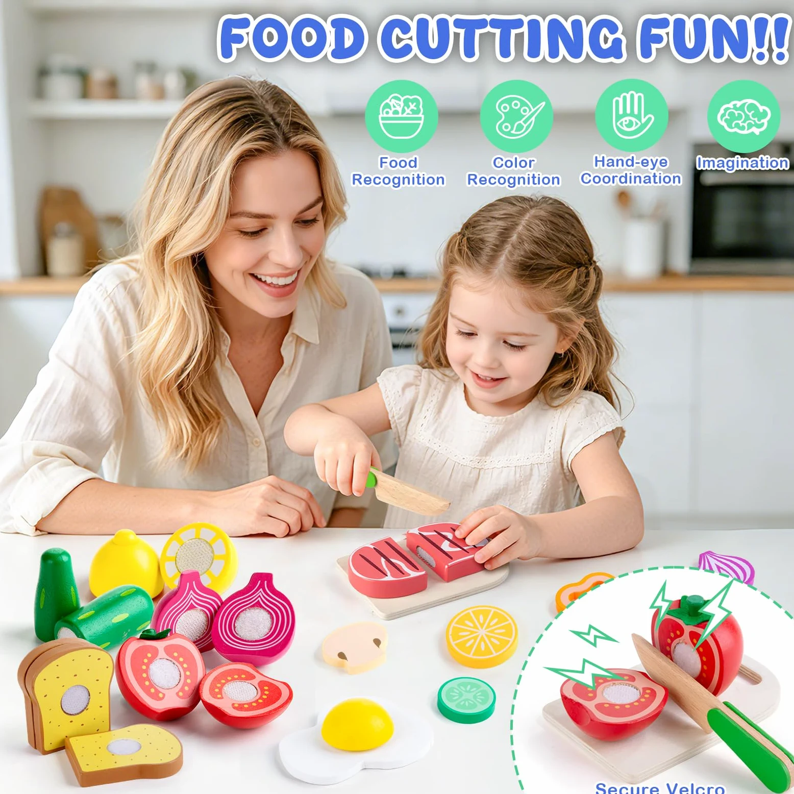 SEMKOTREE Cucina Giocattolo per Bambini, Accessori Cucina Bambini Legno Set Utensili Cucina, Insalatiera Pentole Acciaio Inox, Giochi Bambina Gioco Montessori, Regalo Bimba Bimbo 3 4 5 6 Anni