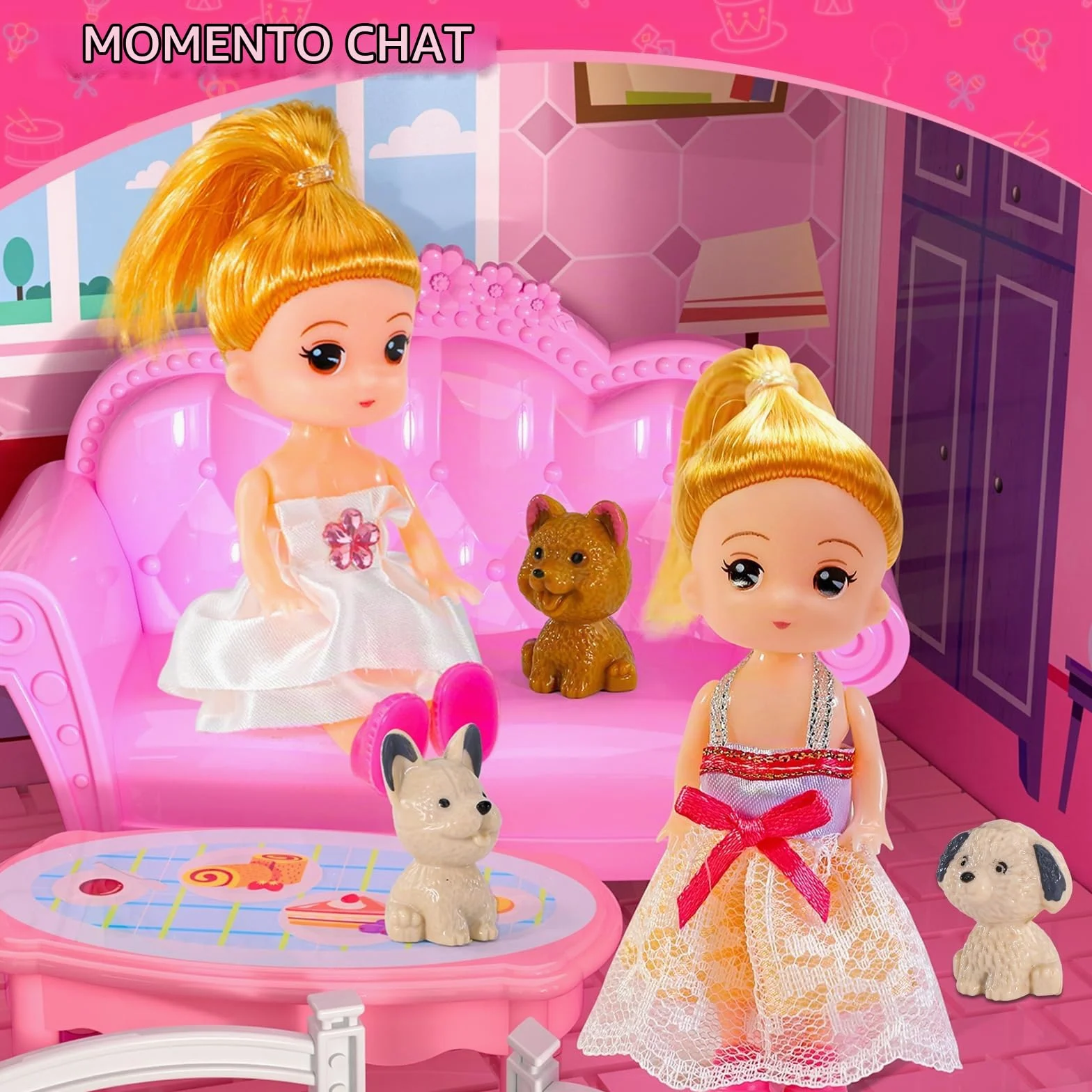 Doloowee Casa delle Bambole Grande con Scivolo per Bambine 3 4 5 Anni | Casa delle bambole a 4 piani e 10 stanze, di mobili e una ricca serie di accessori, regalo per bambine di 3, 4, 5 e 6 anni