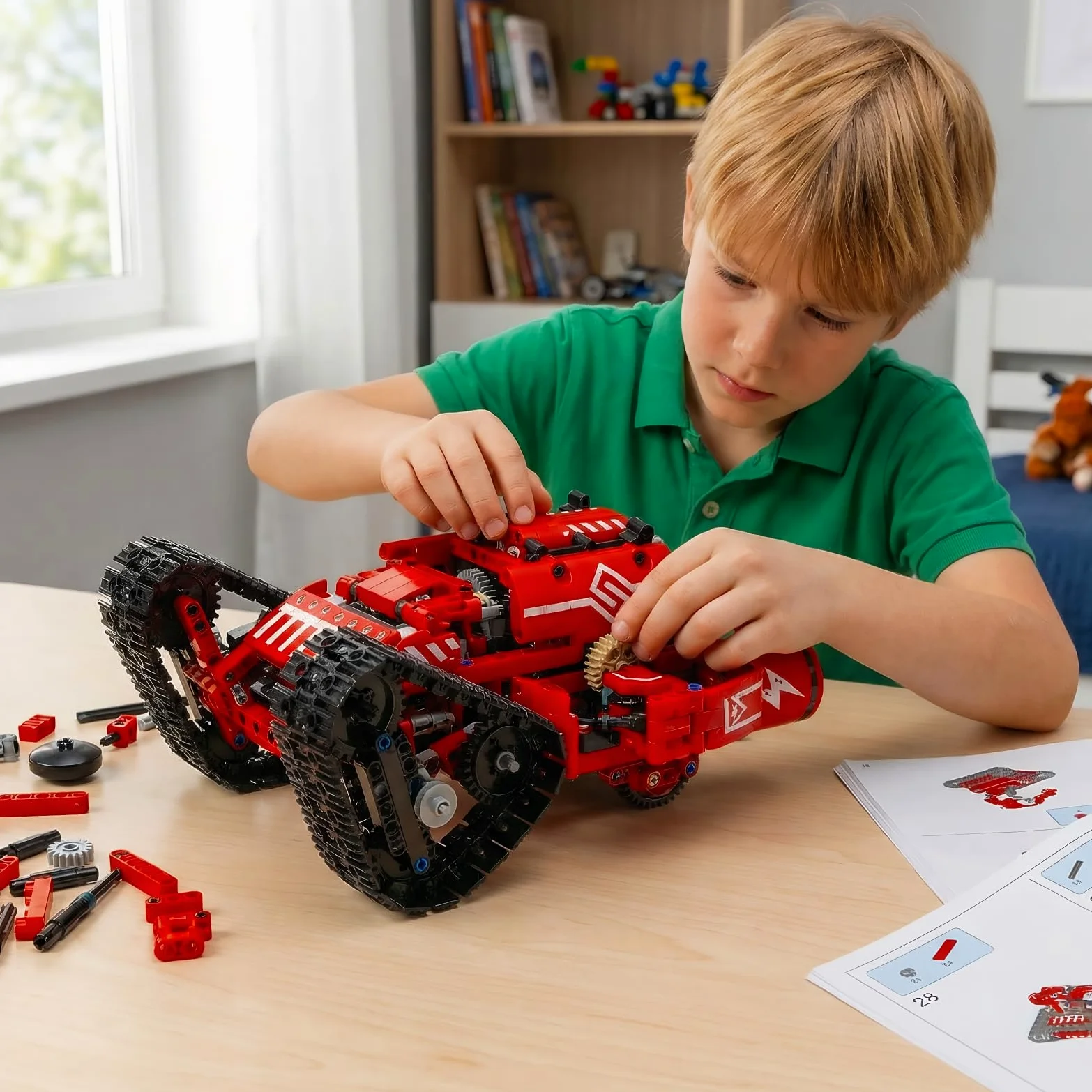 kit robot, 5-in-1 Modello Set Progetto Progetto Regalo | Kit robot: telecomando, coding tramite app, tracciamento percorso e mobilità cingolata; apprendimento, regali, progetti