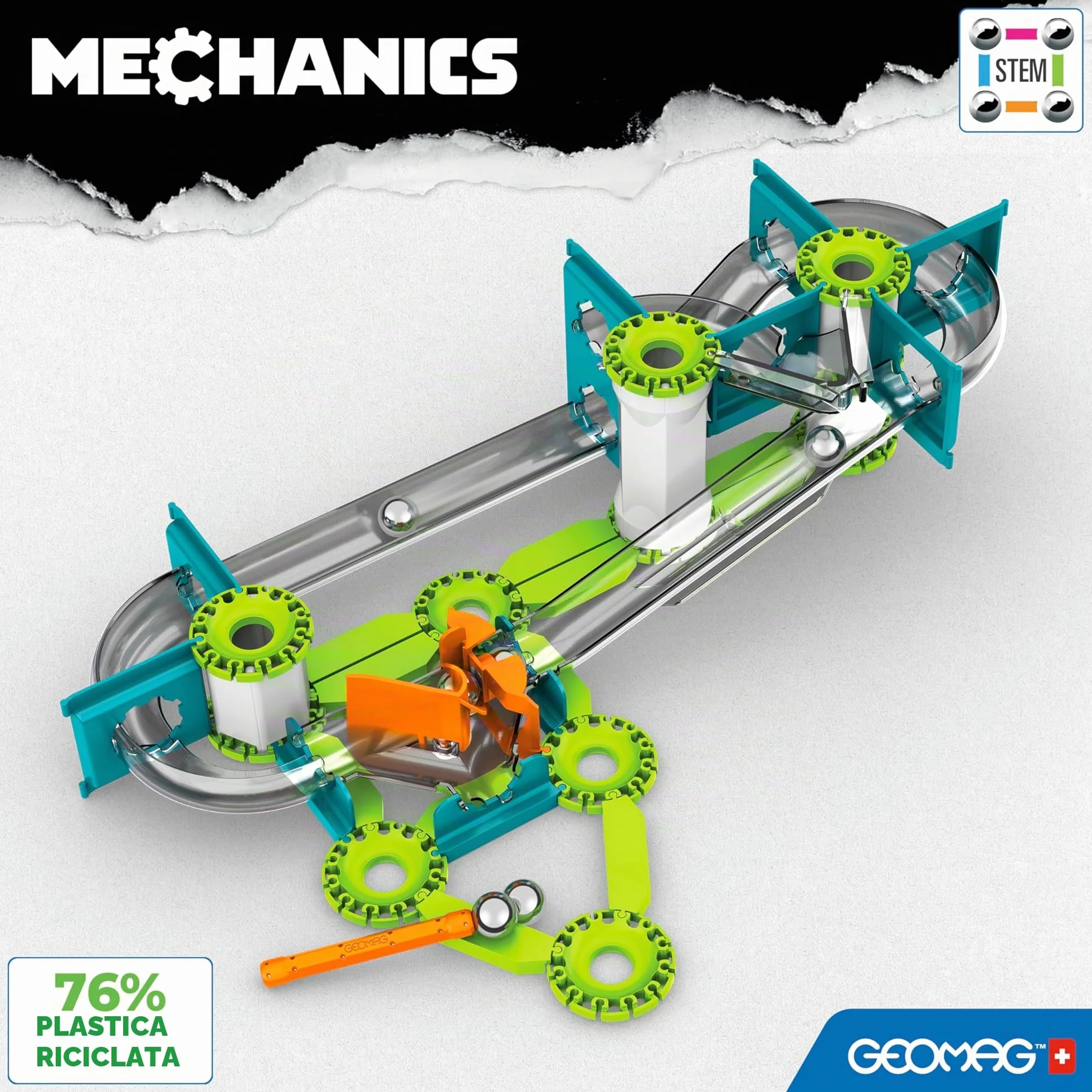 Geomag Mechanics Gravity Race Track 67 Pezzi Gioco Educativo Costruzioni Magnetiche