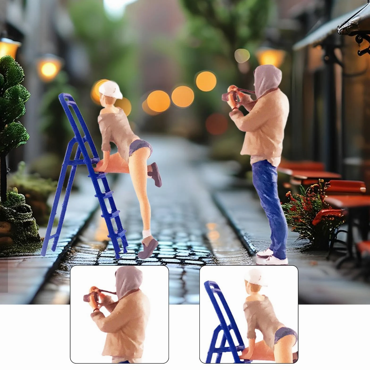 Miniature Scene Figure Set Persone Miniature Dipinte in Resina 1 64 Modelli Oggetti Collezionabili Accessori Diorama Scenico Adatti per Case delle, Cachi