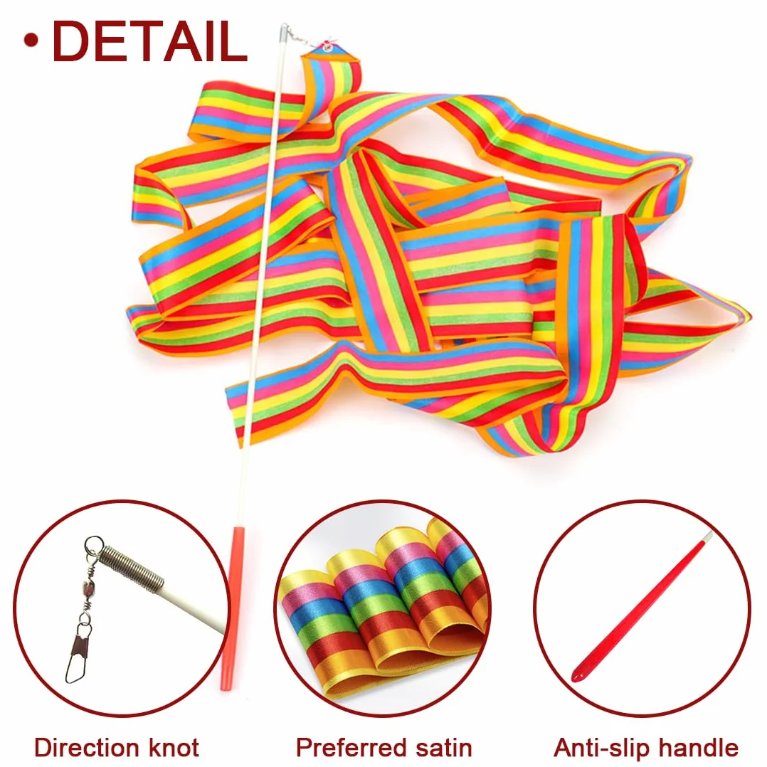 2 Pezzi Nastri di Ballo, Nastro da Ginnastica, 4m Nastri da Ballo, Nastro da Ballo, Nastro Ginnastica Ritmica, Dance Ribbons, Nastro per Ginnastica Ritmica, Ginnastica Ritmica Bacchetta