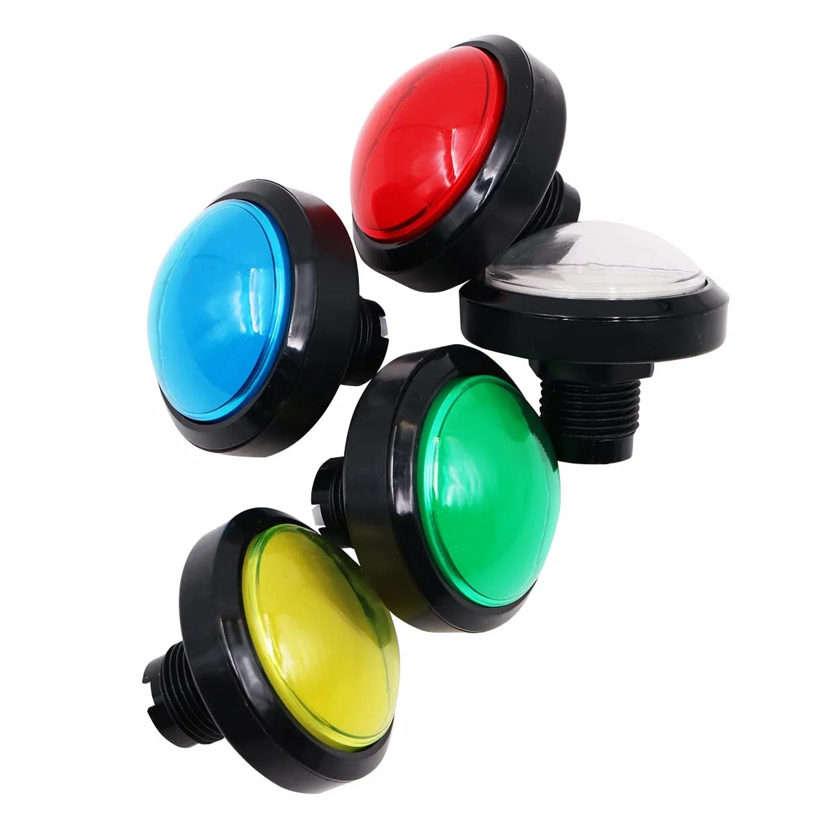 5 x 12V LED Pulsanti Illuminati Pulsante Invio Grande Pulsante Grande a 5 Colori per Arcade Pop's Music DJ Dance Machine - Diametro 60 mm