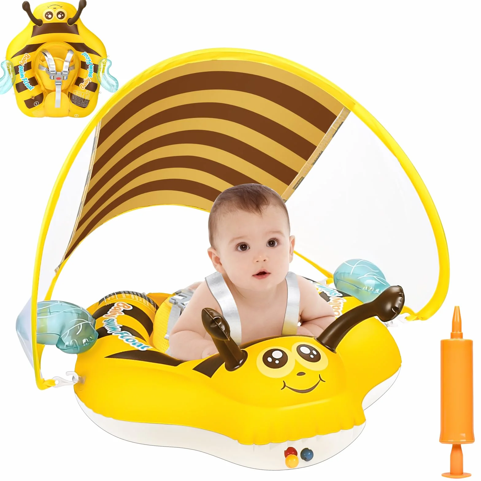 YOOHBERRYS Salvagente Neonato, Ciambella Neonato Mare, Anello Galleggiante per Bambini con Parasole SPF 50+, Salvagente Neonato con Parasole, Salvagente Galleggiante da 6 a 24 mesi (Aggiornamento)