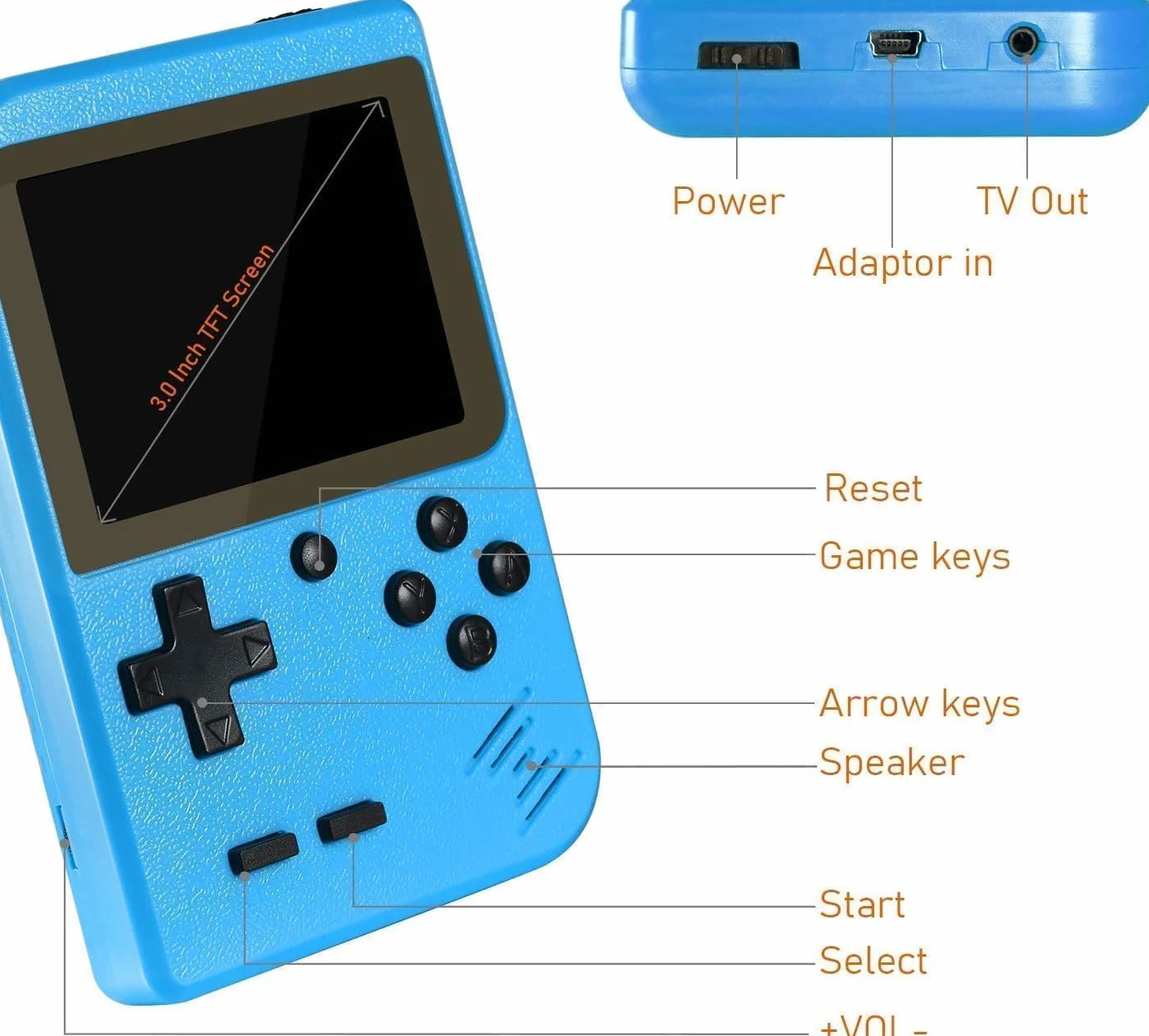 Console Portatile con Giochi Arcade | Mini Console di Giochi Retrò | 400 giochi in 1 | Portatile ogiochi Classici regalo natale | Super Console Retrò Game per Bambini e Adulti | Blu